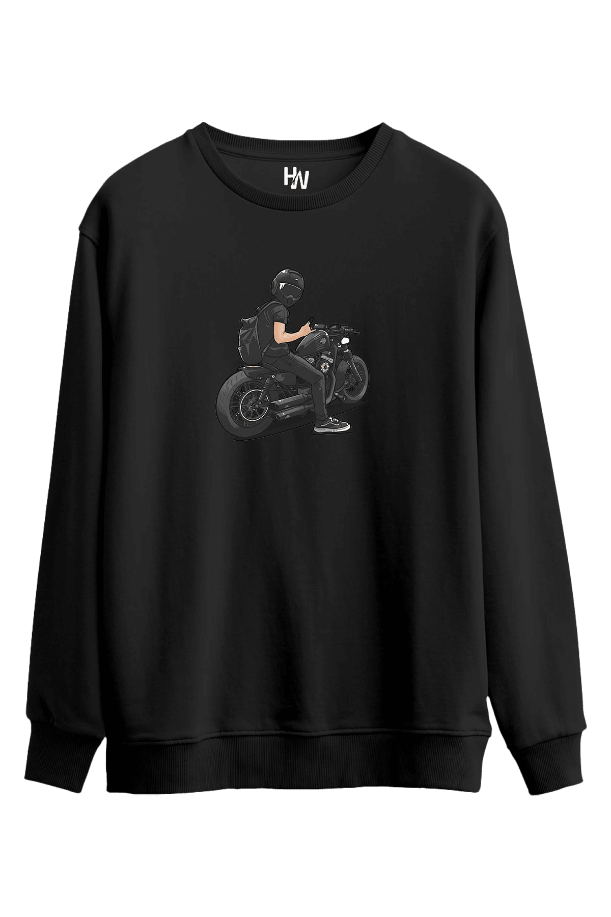 Motorcu Baskılı Sweatshirt