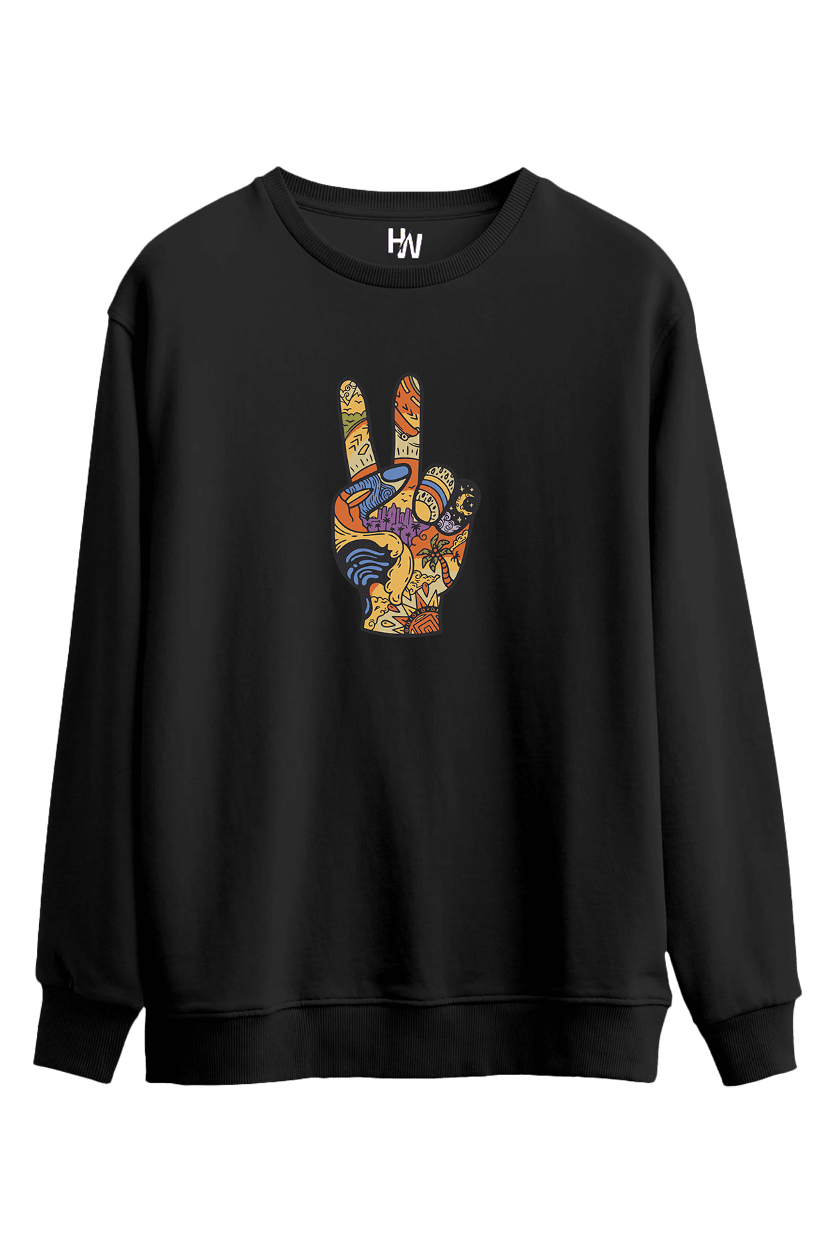 Zafer İşareti Baskılı Sweatshirt