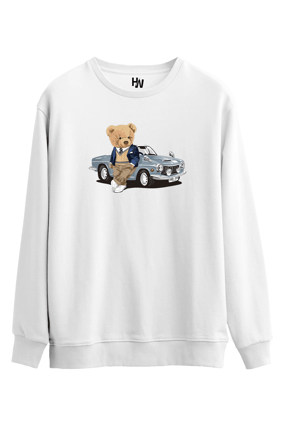 Arabalı Ayı Baskılı Sweatshirt