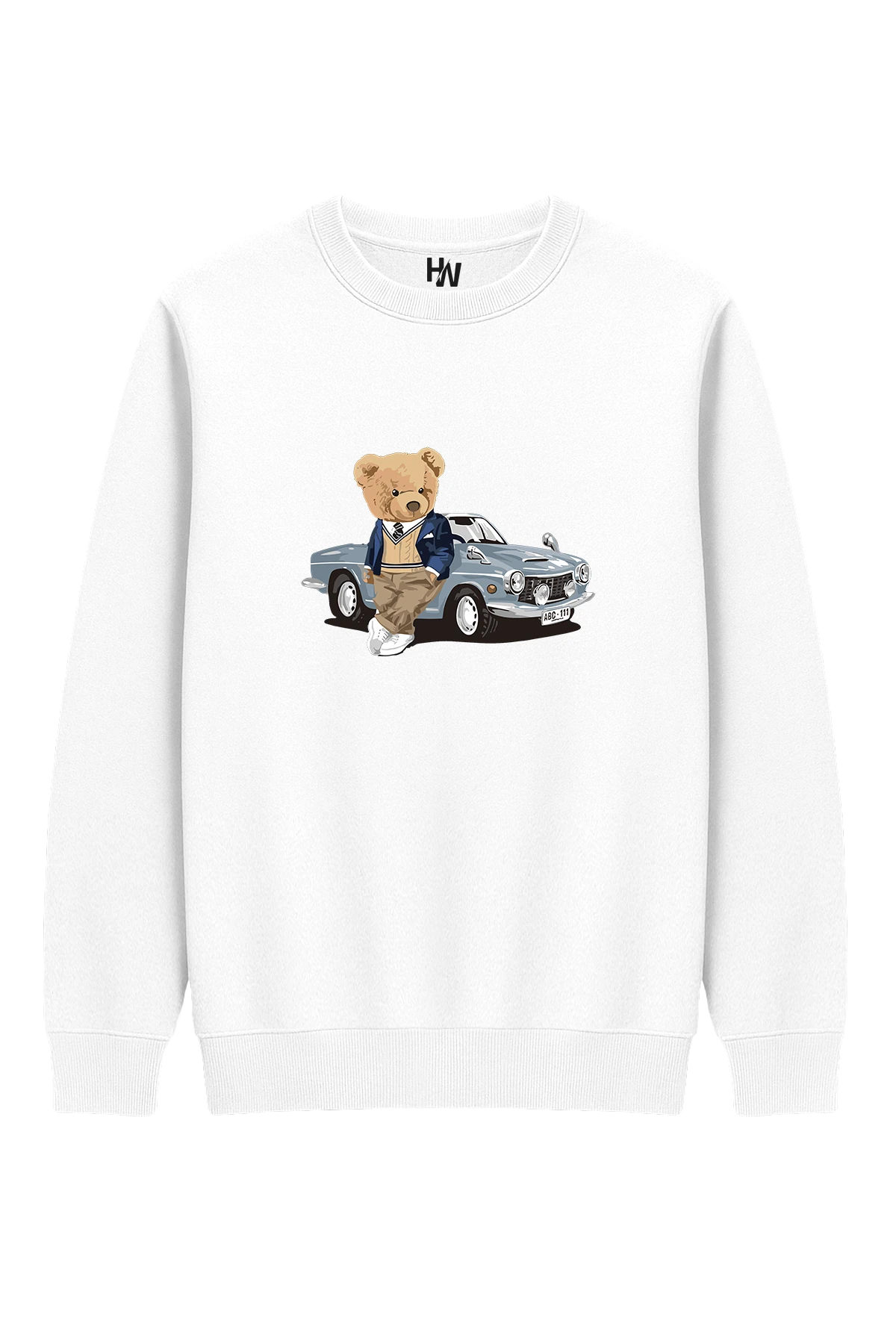 Arabalı Ayı Baskılı Sweatshirt
