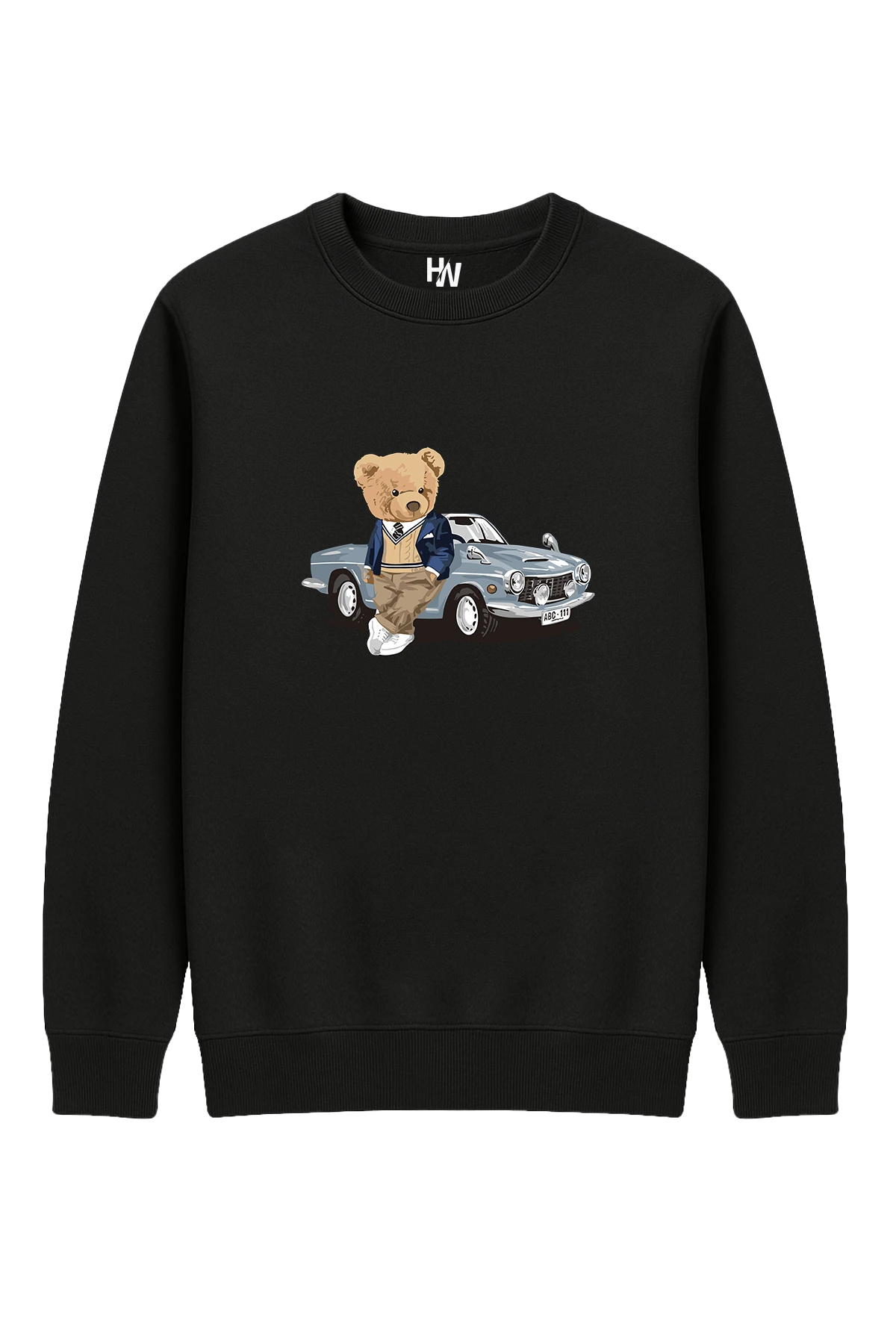 Arabalı Ayı Baskılı Sweatshirt