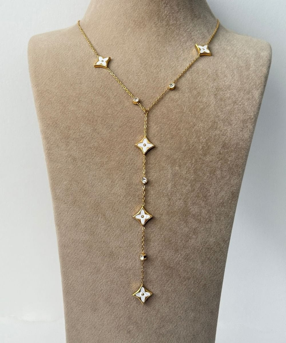 Çelik Lv Desen Gold Y Kolye