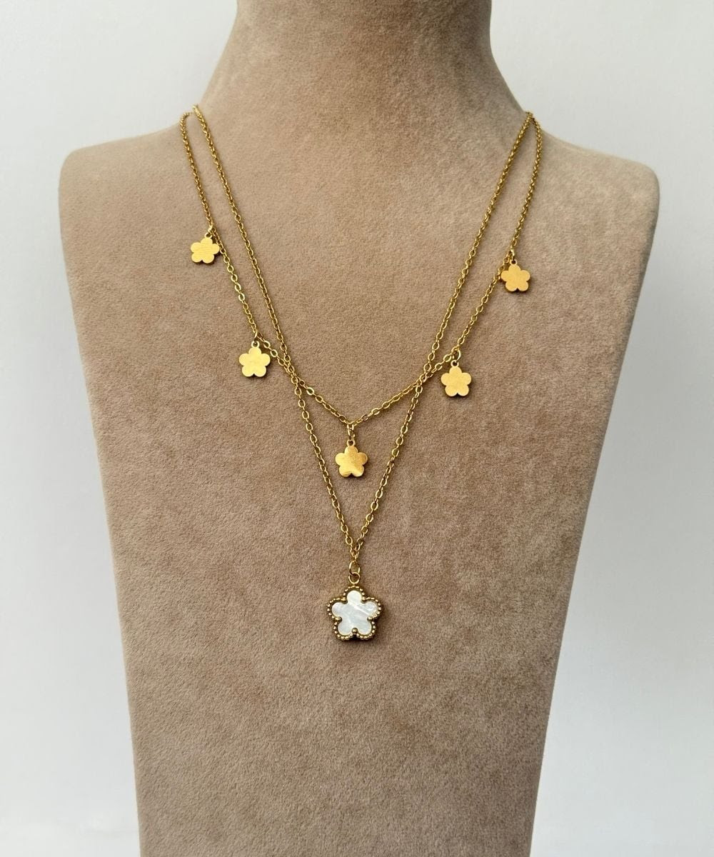 Çelik Yonca 2'li Kolye