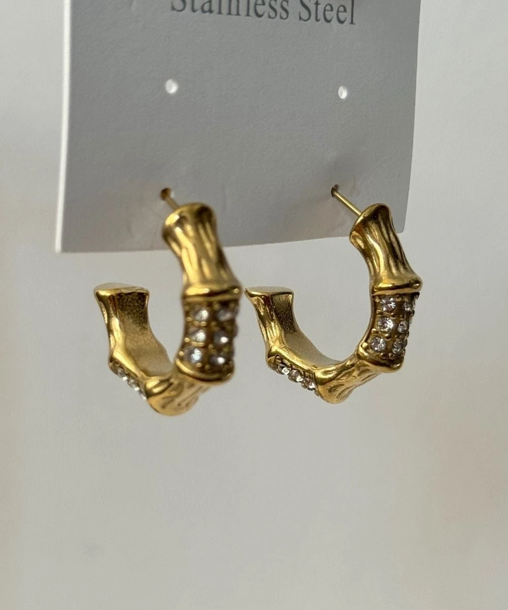 Çelik Kemik Taşlı Küpe