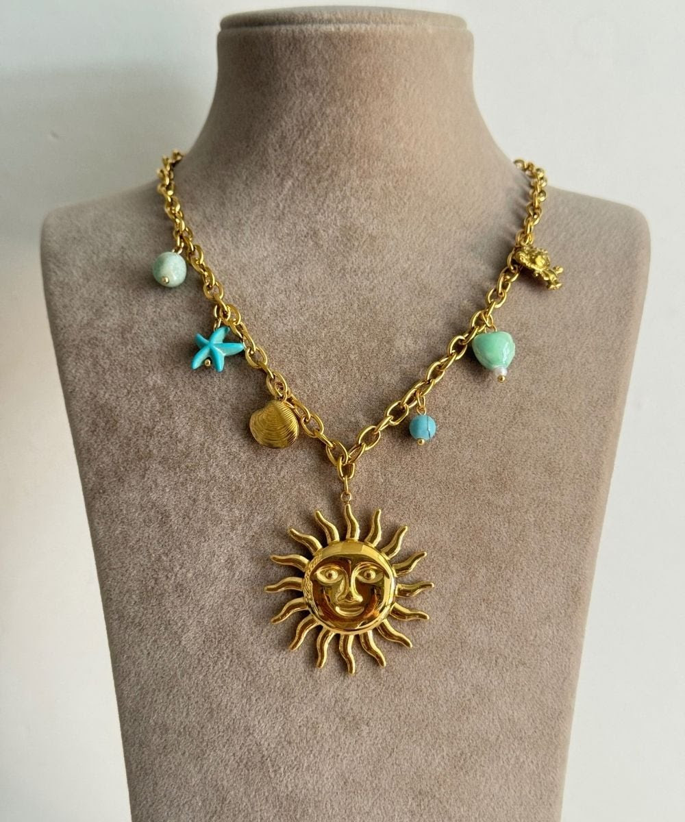 Çelik Sahil Gülen Güneşim Charmlı Kolye