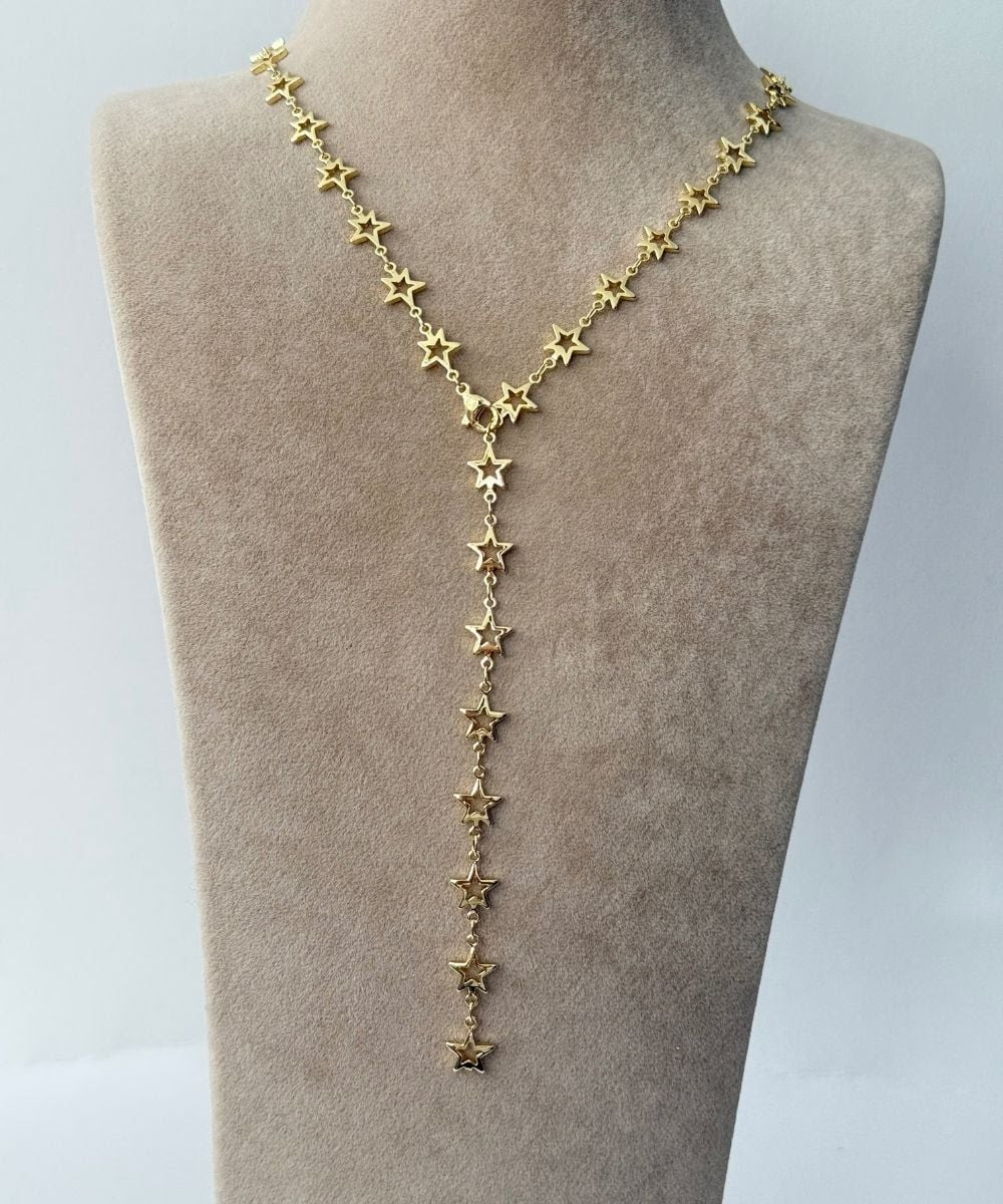 Çelik Çoklu Yıldız Y Kolye