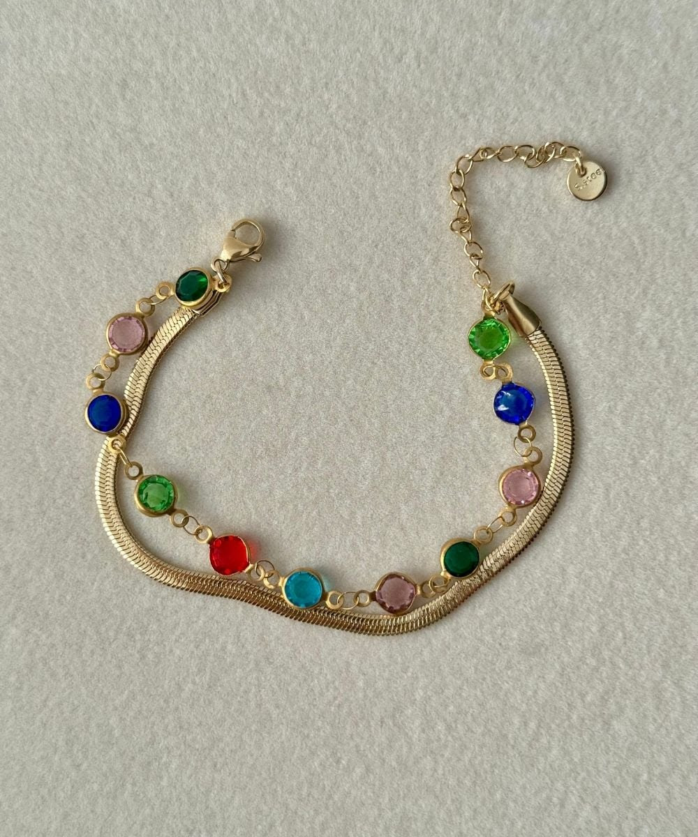 Çelik İtalyan Renkli Oval 2'li Bileklik