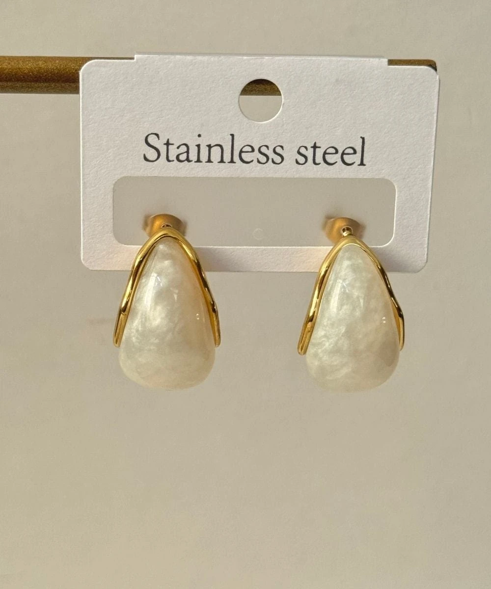 Çelik Sedefli Damla Küpe