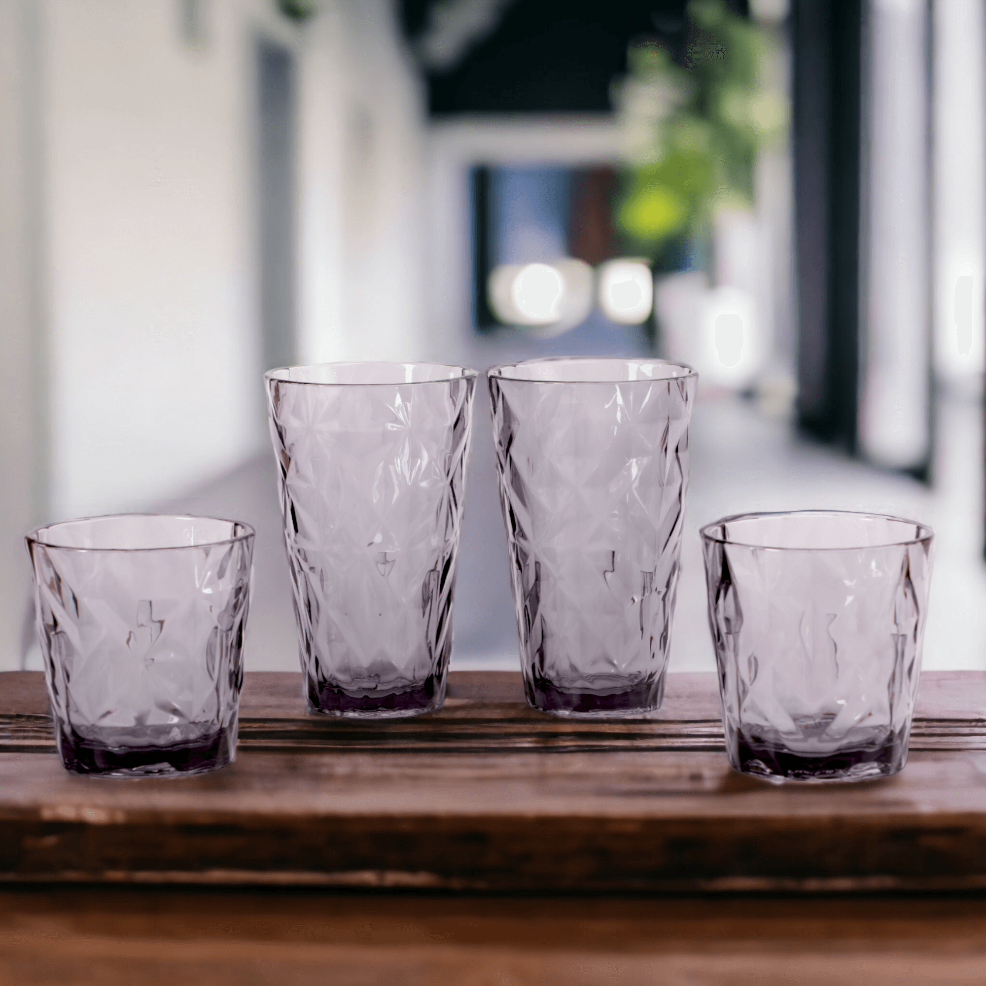 Kırılmaz Bardak Seti 4'lü - Exclusive Prizma - Su & Meşrubat Bardağı - Şeffaf Füme