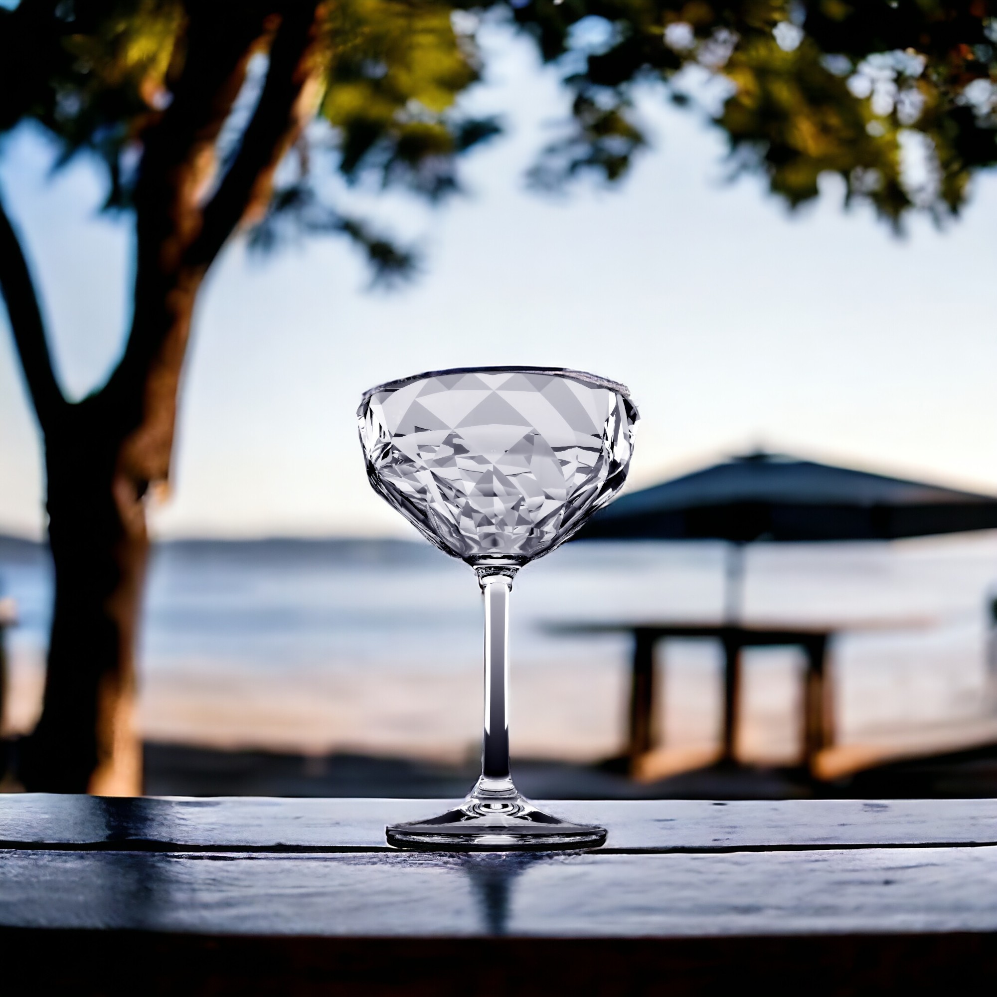 Kırılmaz Martini Bardağı Seti - Exclusive Prizma - 280ml - Şeffaf Füme - 2'li
