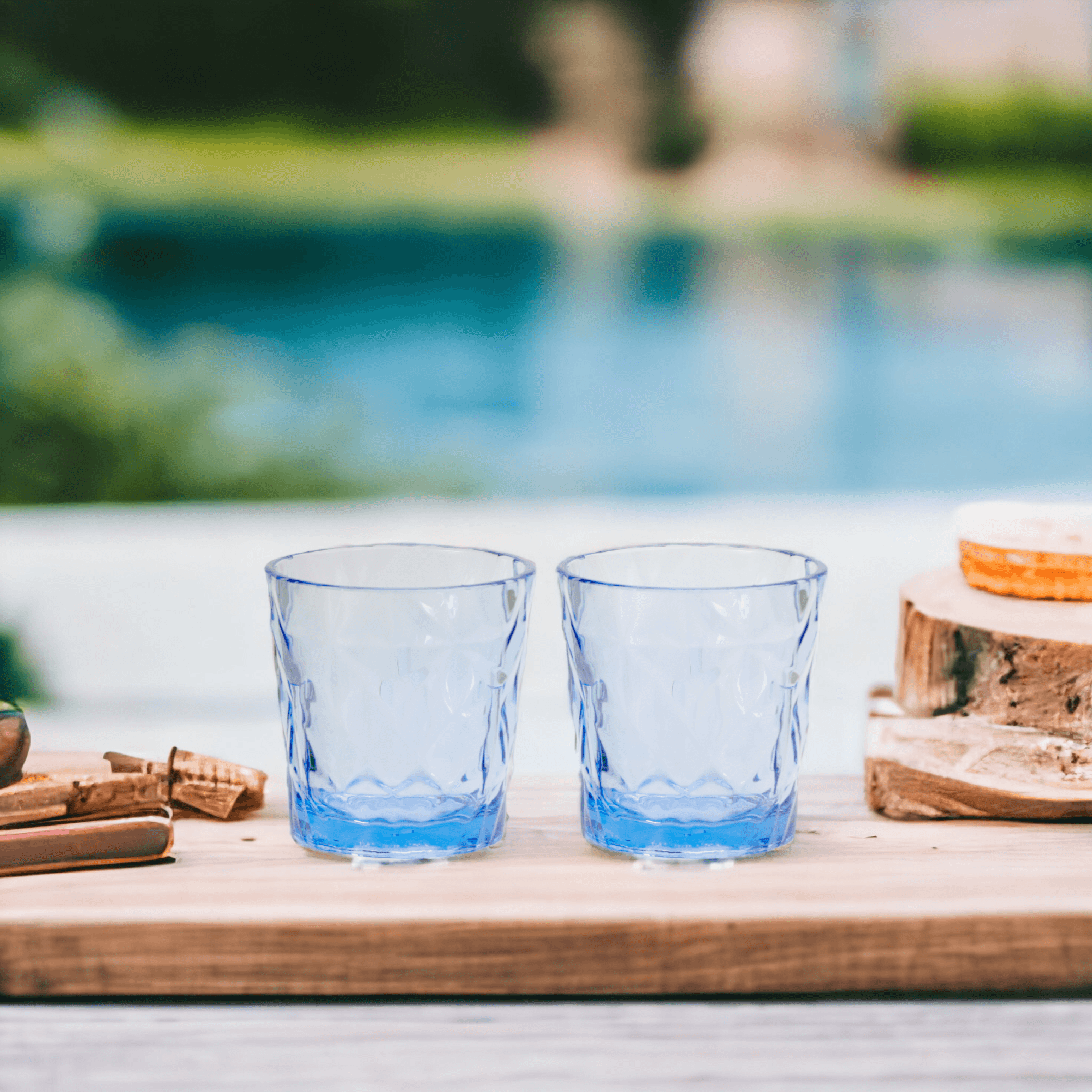 Kırılmaz Exclusive Viski Bardağı Seti 2'li - Şeffaf Mavi