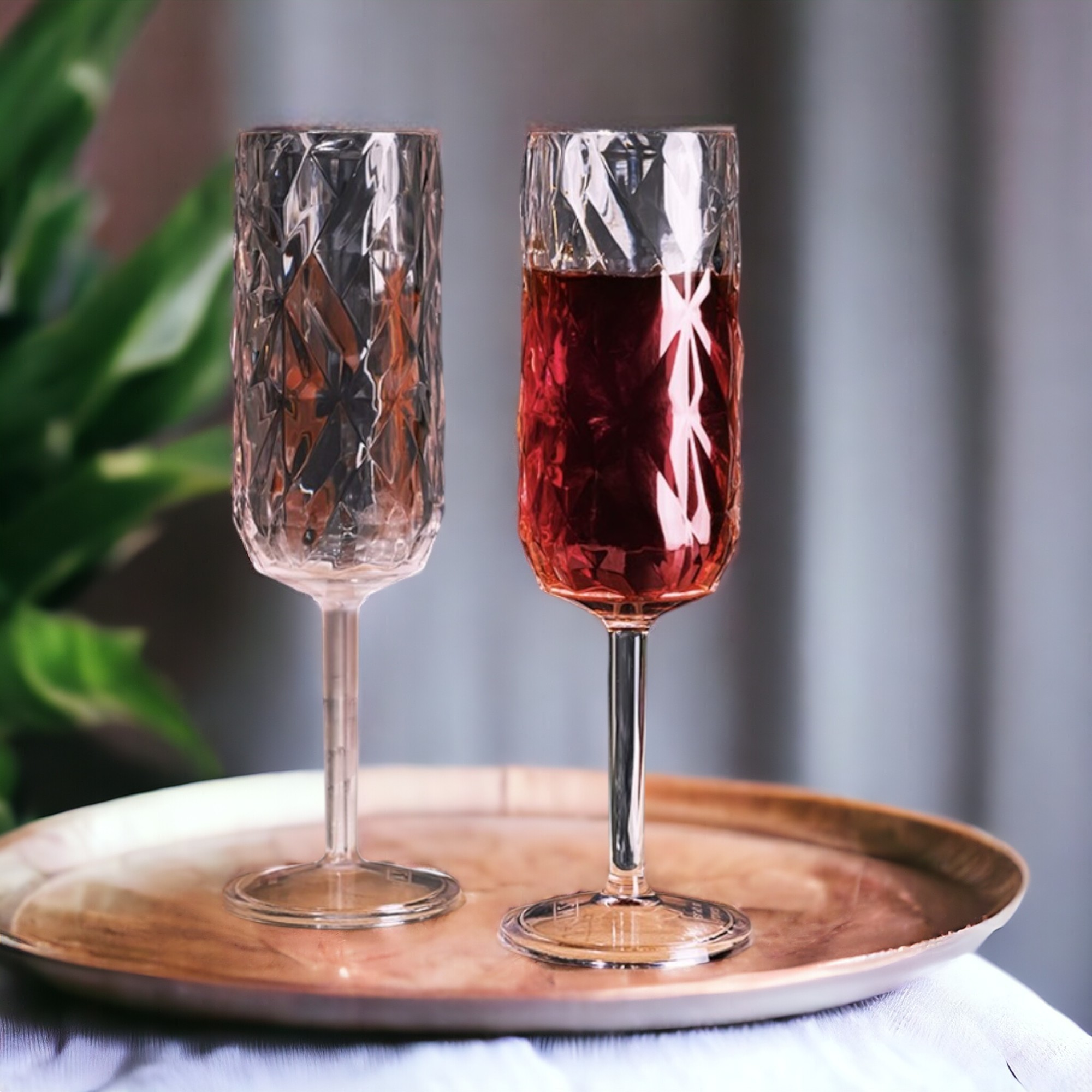 Kırılmaz Şampanya Bardağı Seti - Exclusive Prizma - 180ml - Şeffaf - 2'li