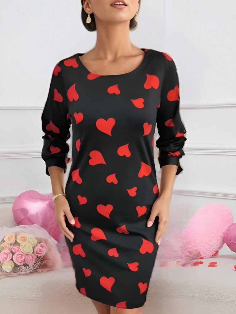 Kadın Uzun Kollu Bisiklet Yaka Dalgıç Mini Boy Elbise