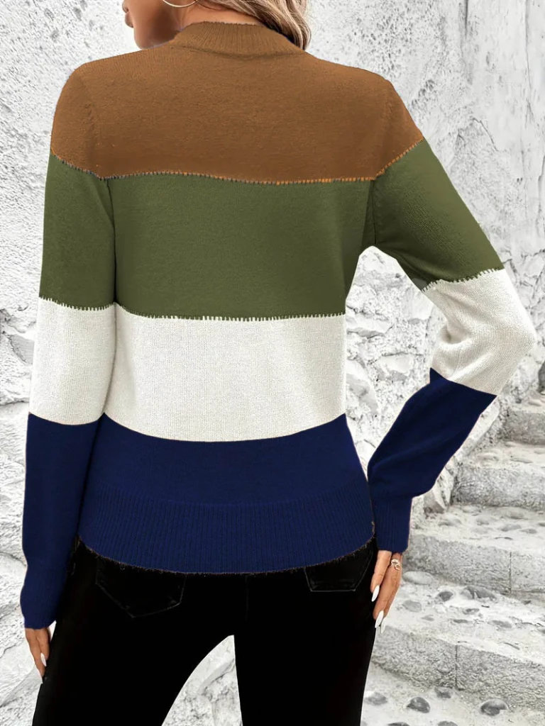 Kadın Uzun Kollu Yarı Balıkçı Yaka Triko Kazak