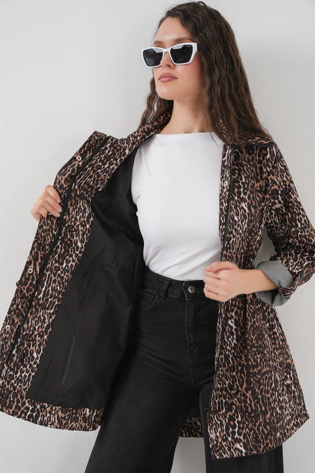 10322 Beli Büzgülü Trençkot - E. Kahve