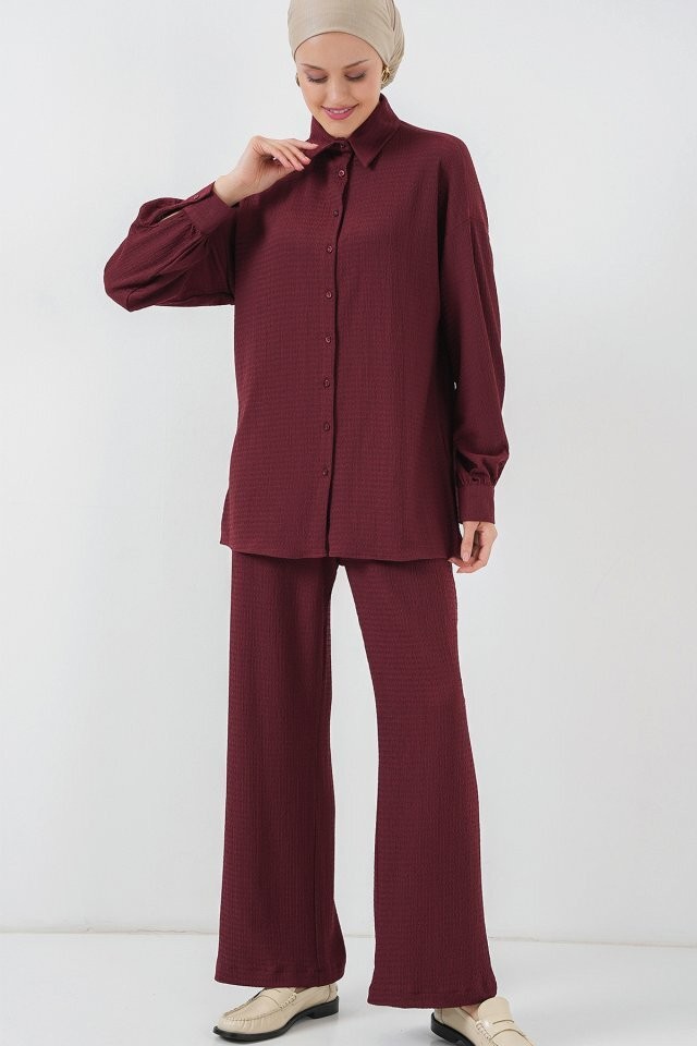 Örme Tesettür Alt Üst Takım 6711 - Bordo