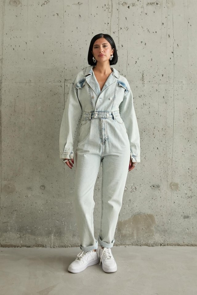 Kar Yıkama Blue Denim Tulum