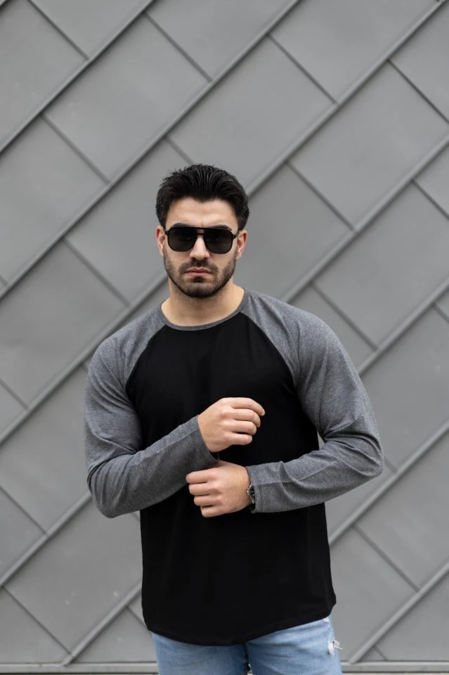 Erkek Uzun Kollu Bisiklet Yaka Viskon Iki Iplik Bluz