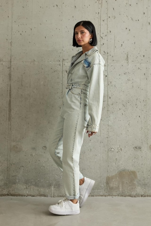 Kar Yıkama Blue Denim Tulum