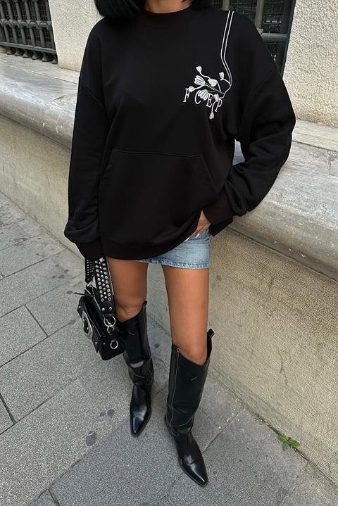 Marison Çiçek Nakışlı Sweatshirt 8050 -08