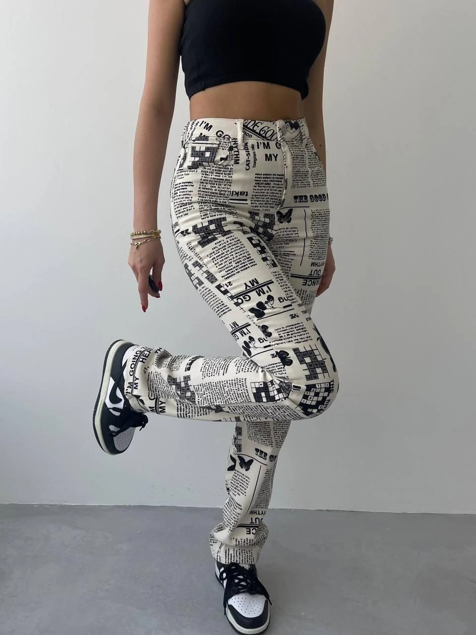 Novıne Gazete Desenli Pantolon