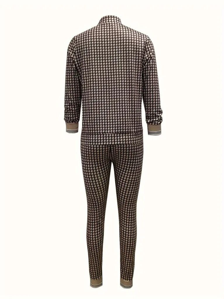 Kadın Uzun Kollu önden Fermuarlı Desenli şardonlu Dalgıç Ceket Ve Pantolon Ikili Takım