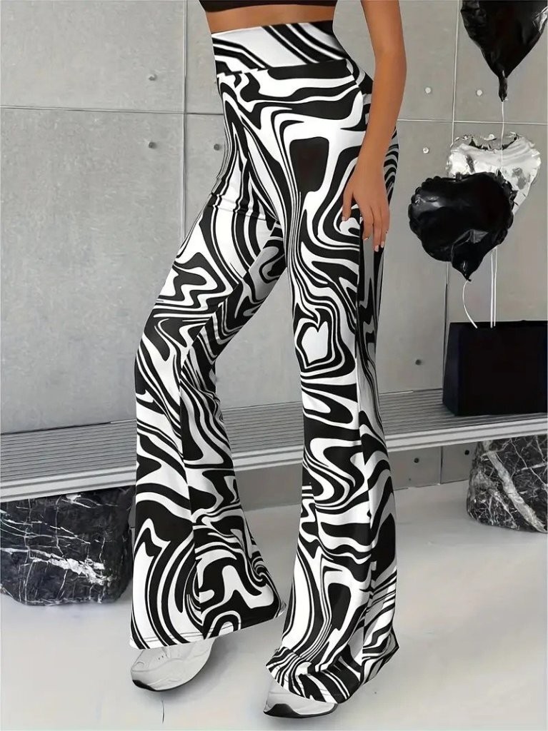 Kadın Yüksek Bel Zebra Desenli Tayt