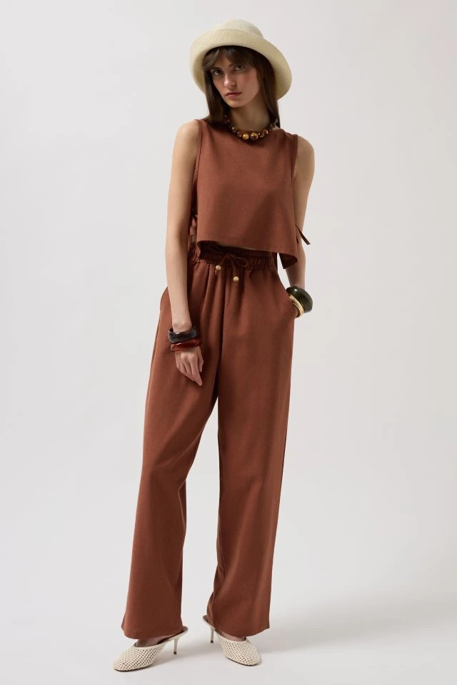 Yandan Bağlamalı Crop Bluz