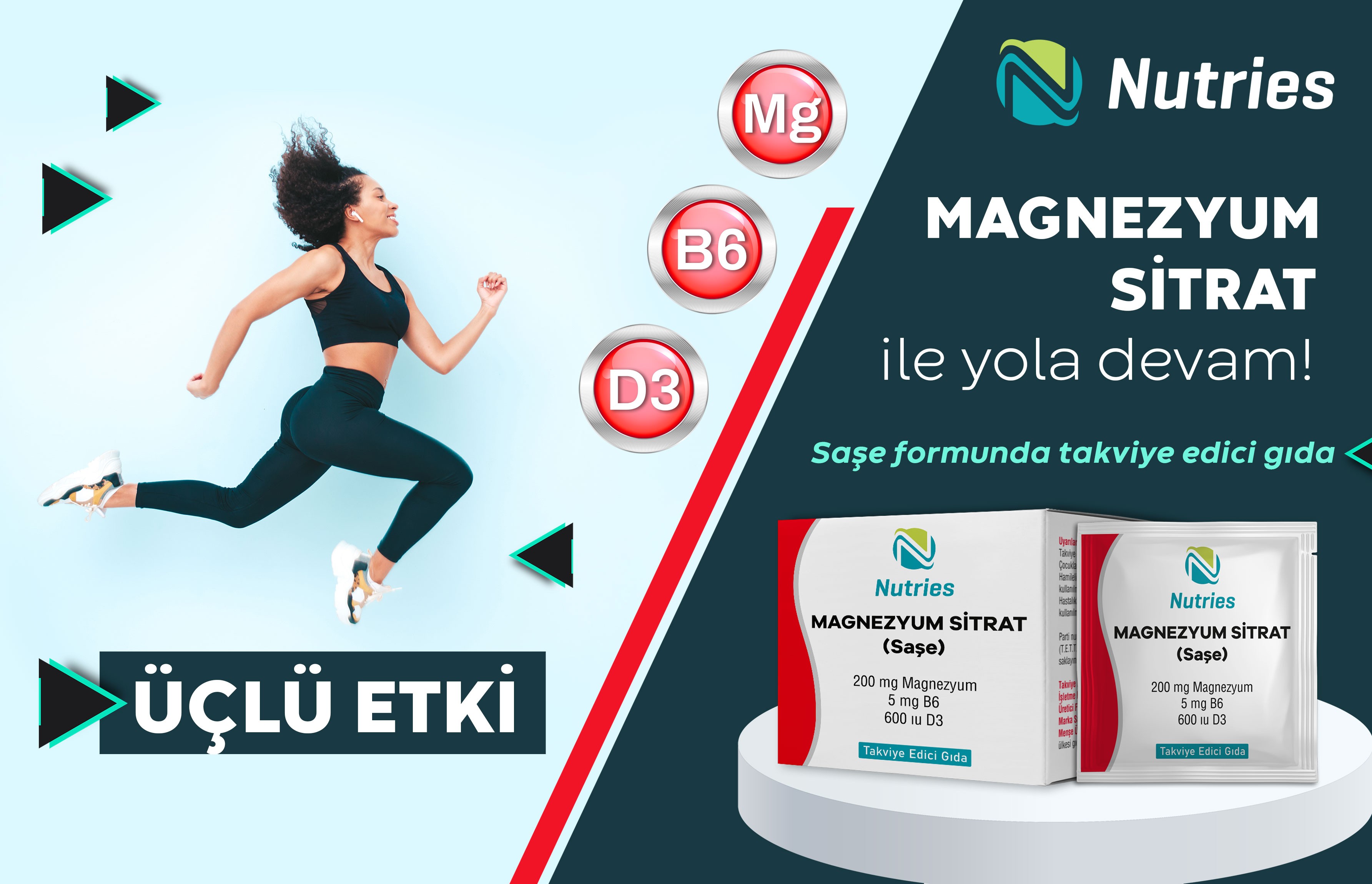 Nutries Magnezyum Sitrat Saşe 3'lü Paket