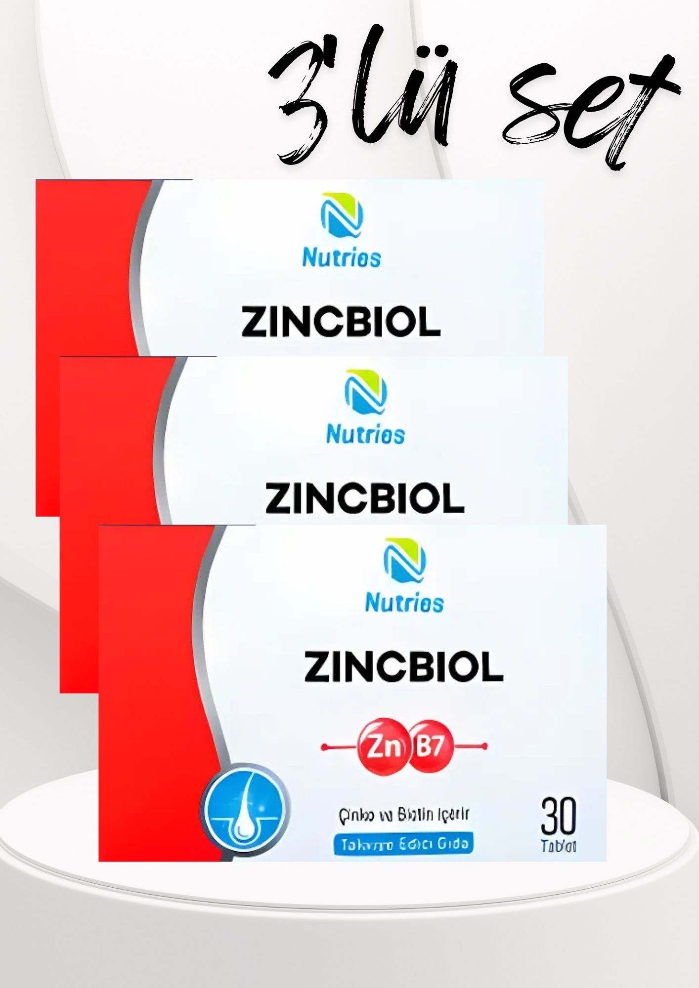 Zincbiol Çinko-Biyotin Takviyesi 30 Tablet – 3’lü Ekonomik Set