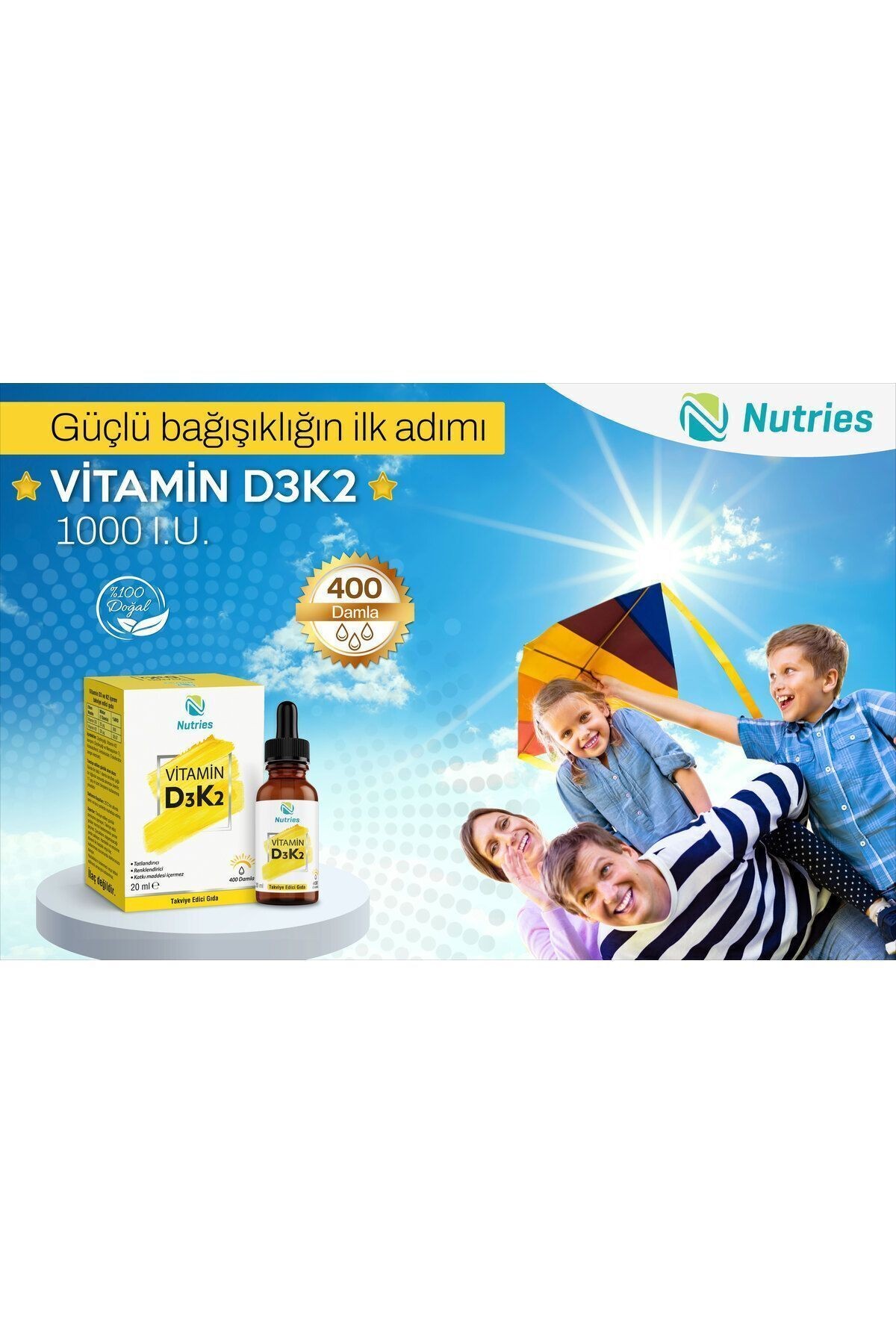 D3K2 Damla 20 ml (1000 IU) – 2’li Avantaj Paketi