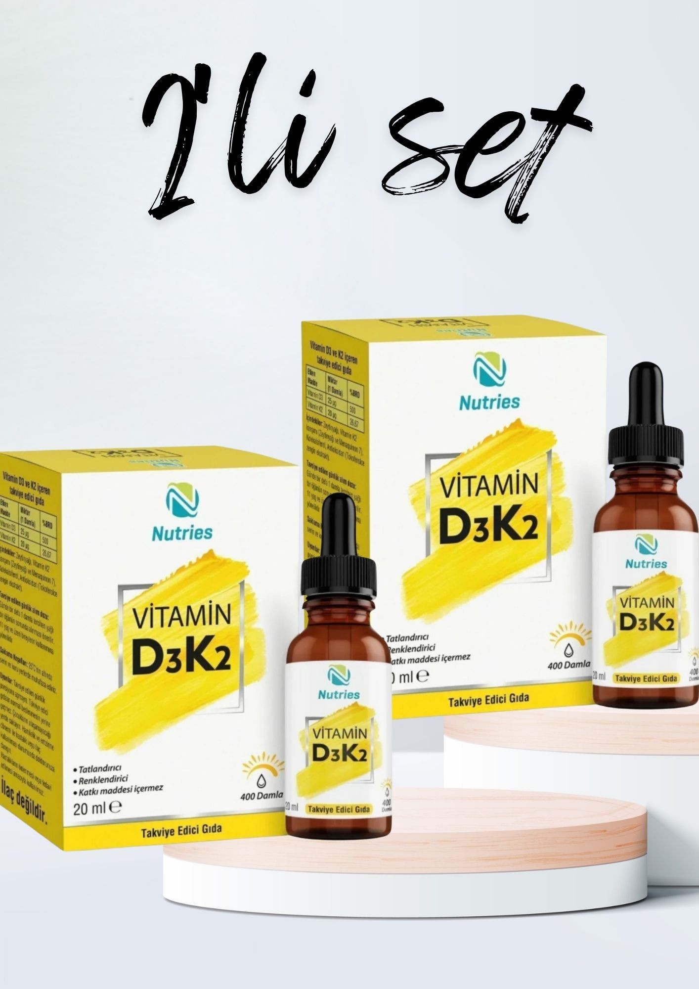 D3K2 Damla 20 ml (1000 IU) – 2’li Avantaj Paketi