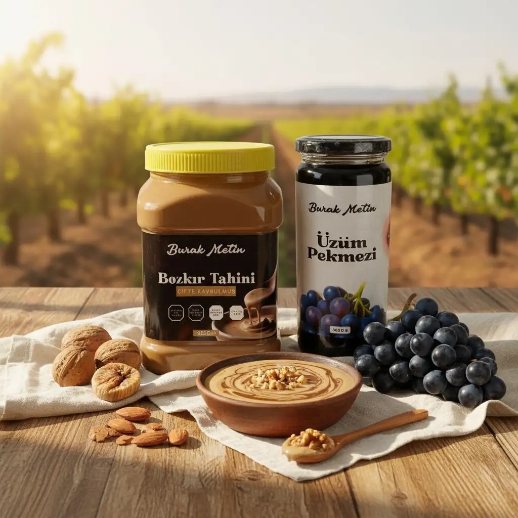 Çifte Kavrulmuş Tahin 935 GR  + Üzüm Pekmezi 650 GR 