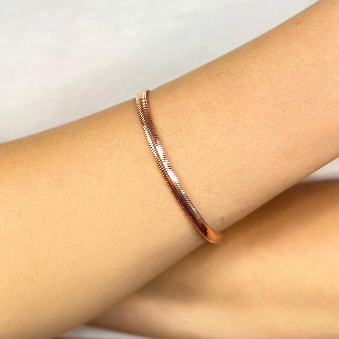 Herringbone 4 mm. Bracelet - Rose Gold