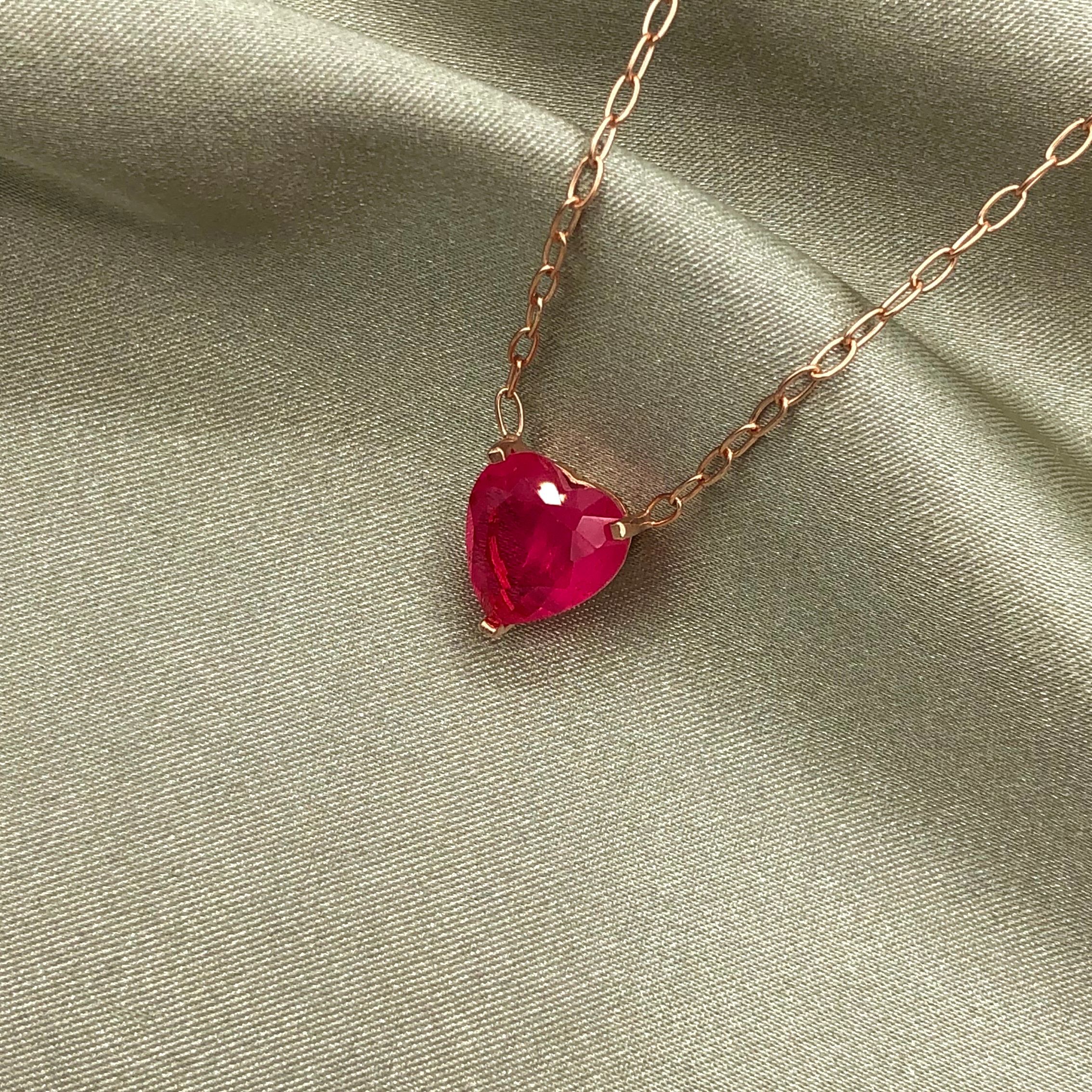 Paraiba Heart Necklace - Pink