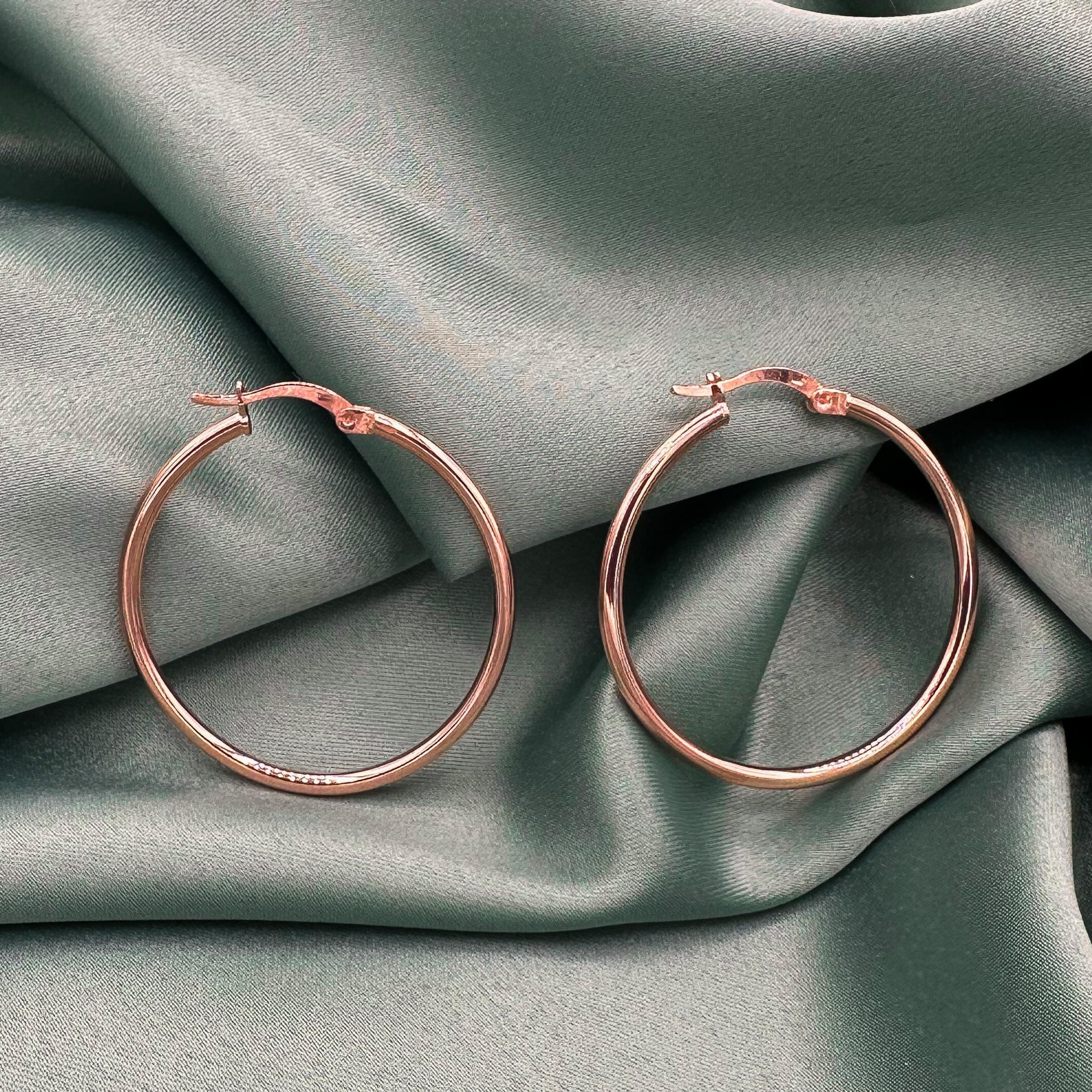 Biz Size Thin Round Earring - Rose Gold