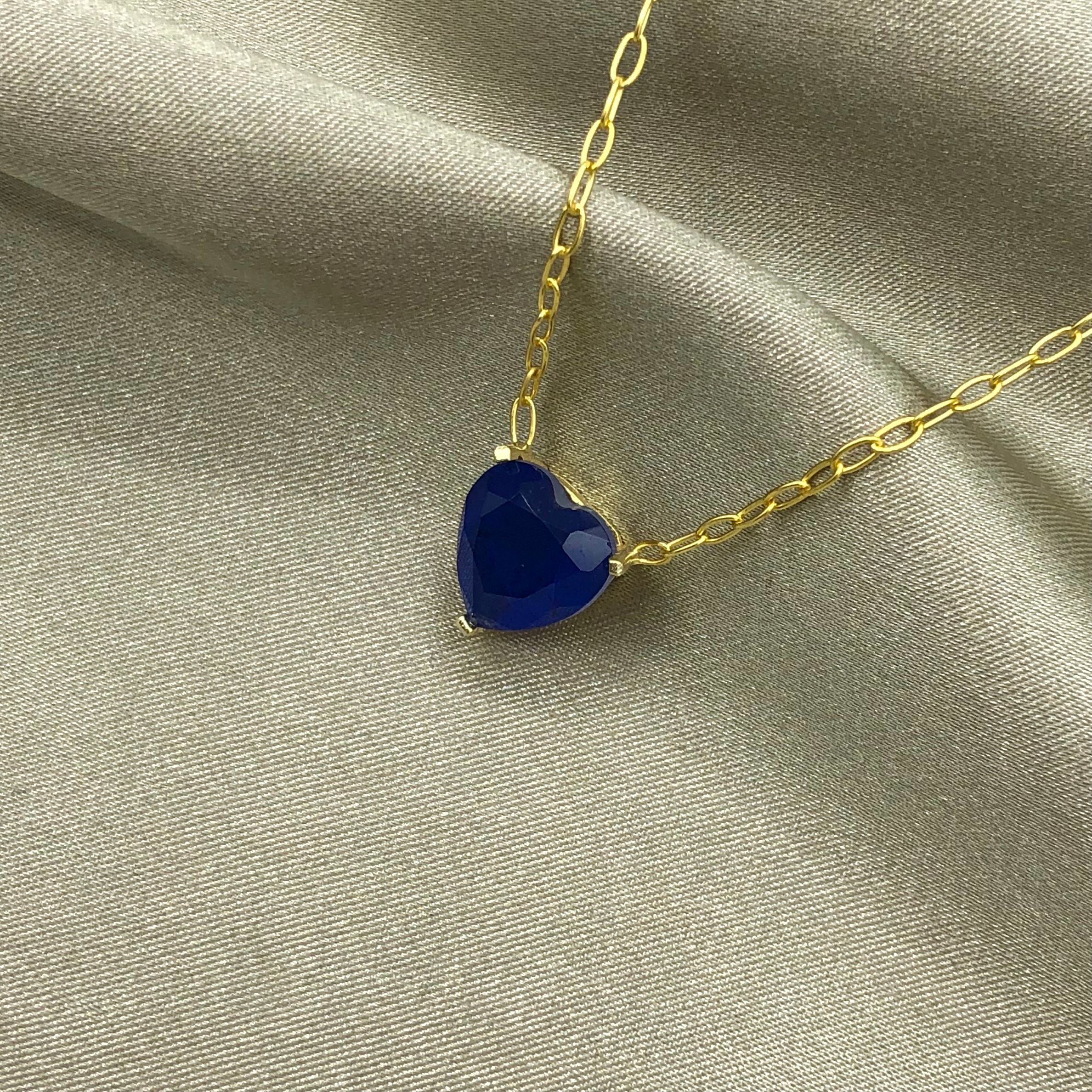 Paraiba Heart Necklace - Blue