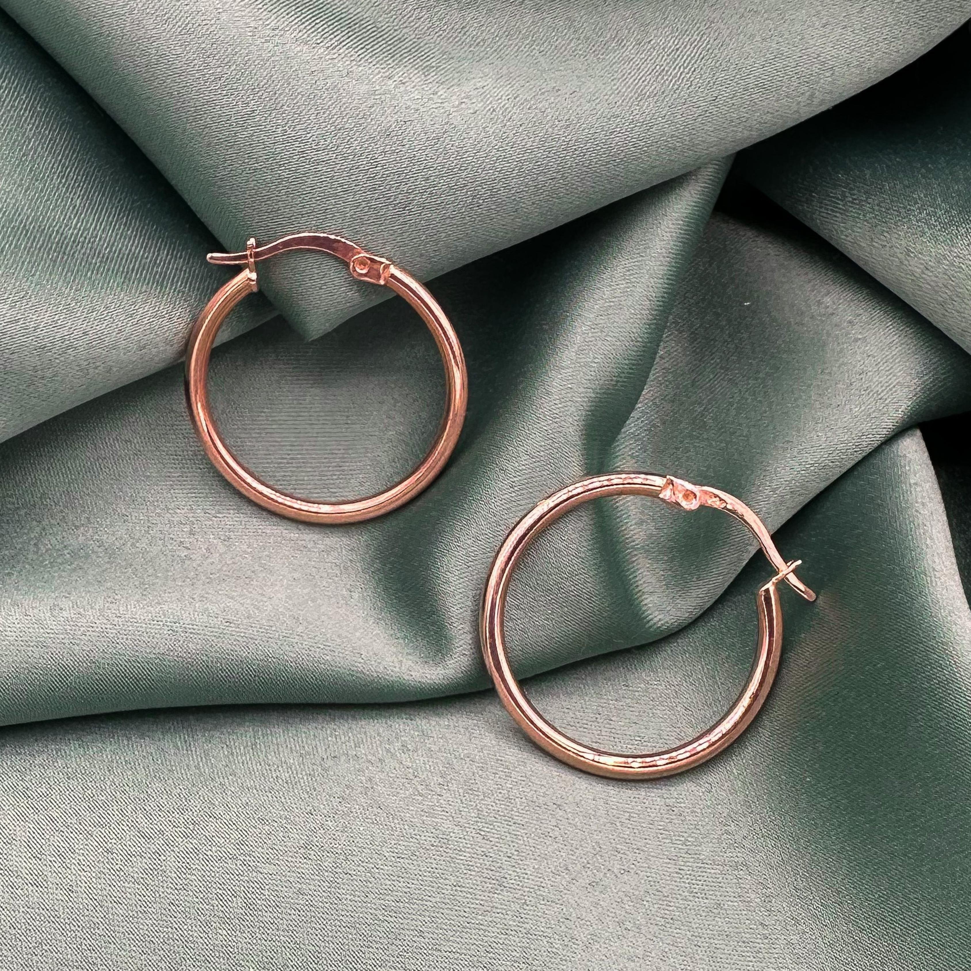 Medium Size Thin Hoop Earrings - Rose Gold