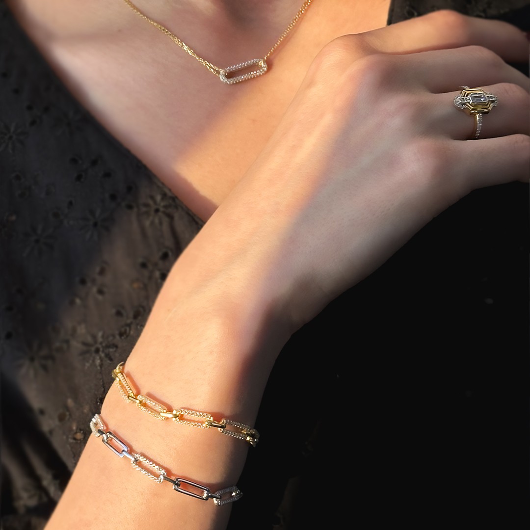 Link Zircon Bracelet - Gold