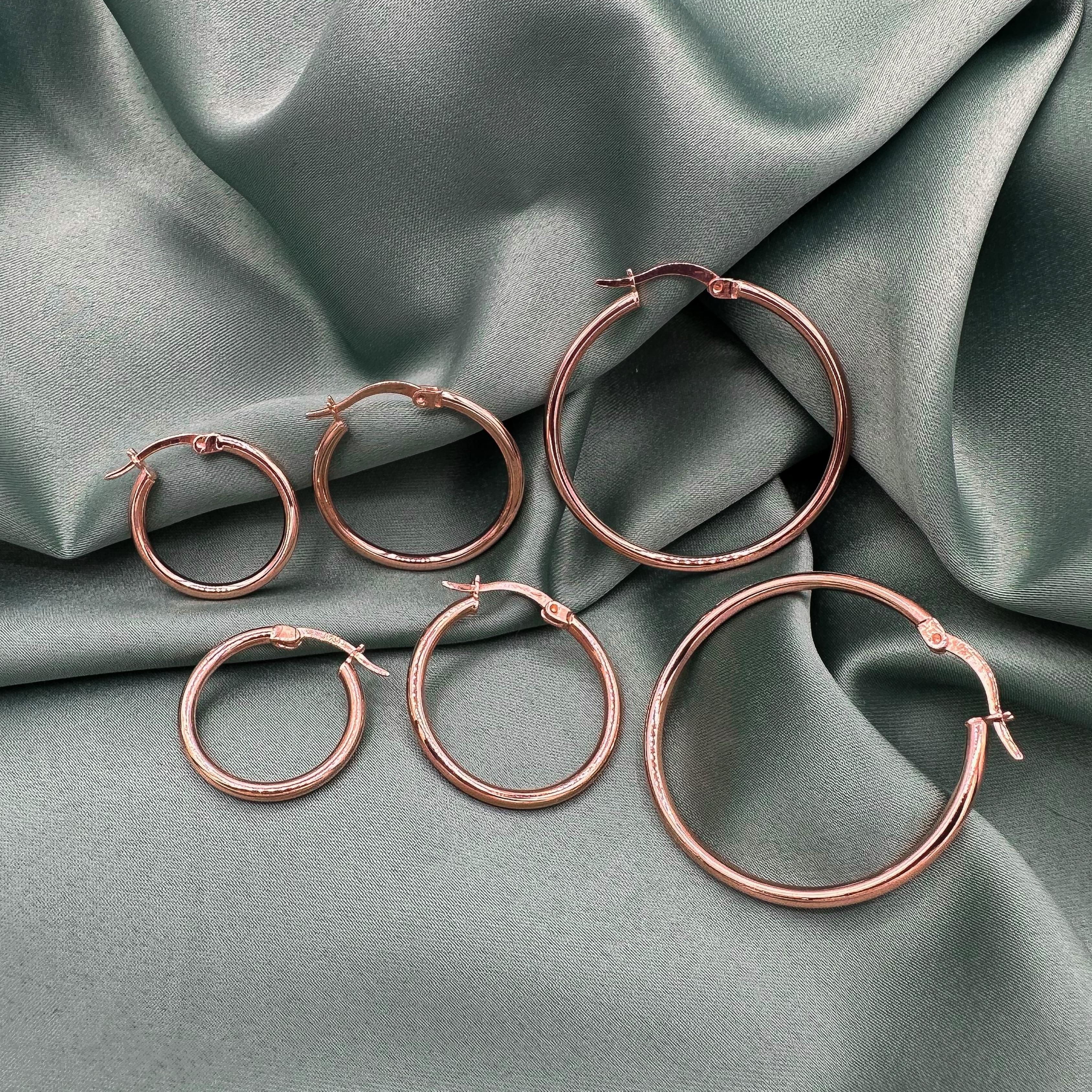 Medium Size Thin Hoop Earrings - Rose Gold