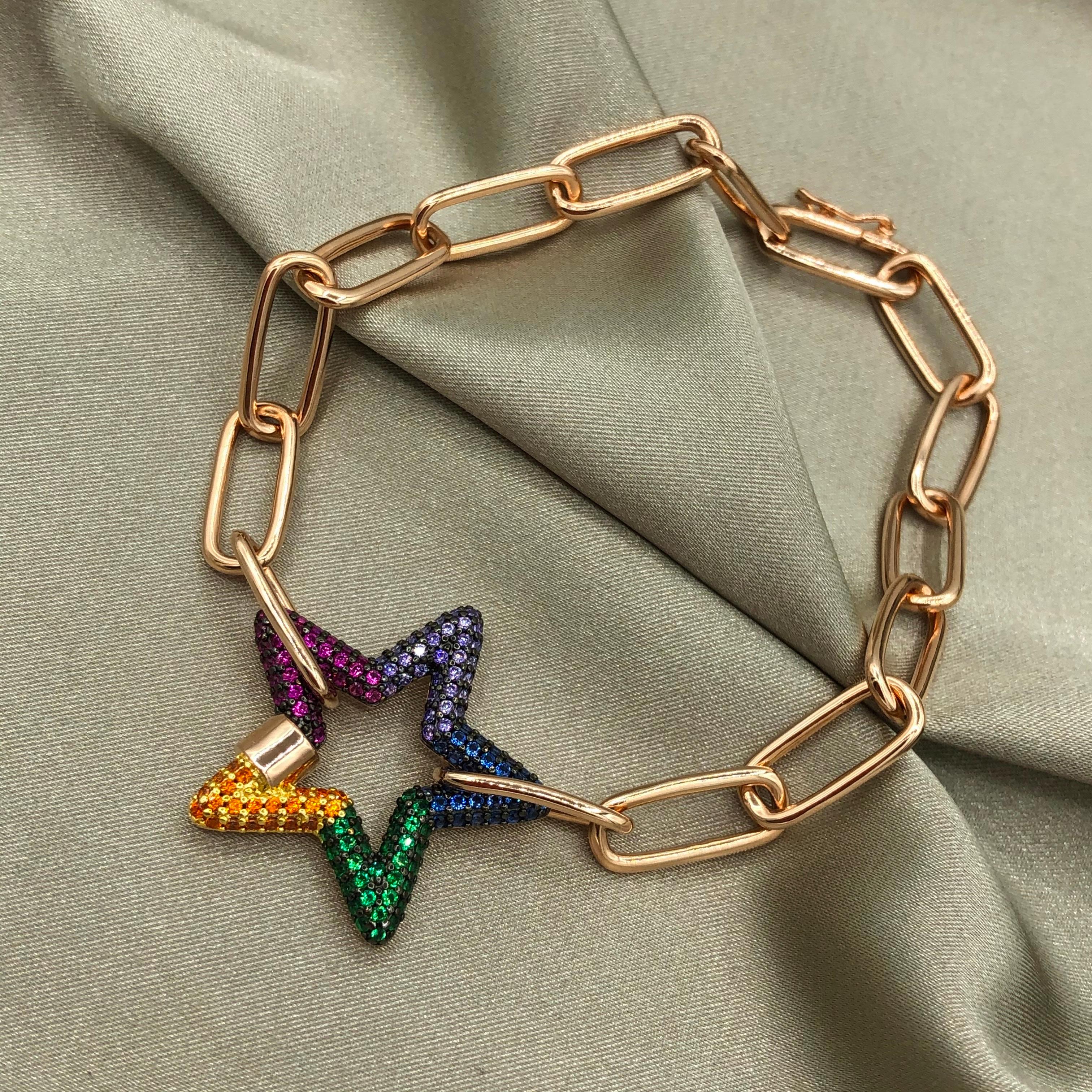 Colorful Star Chain Bracelet - Rose Gold