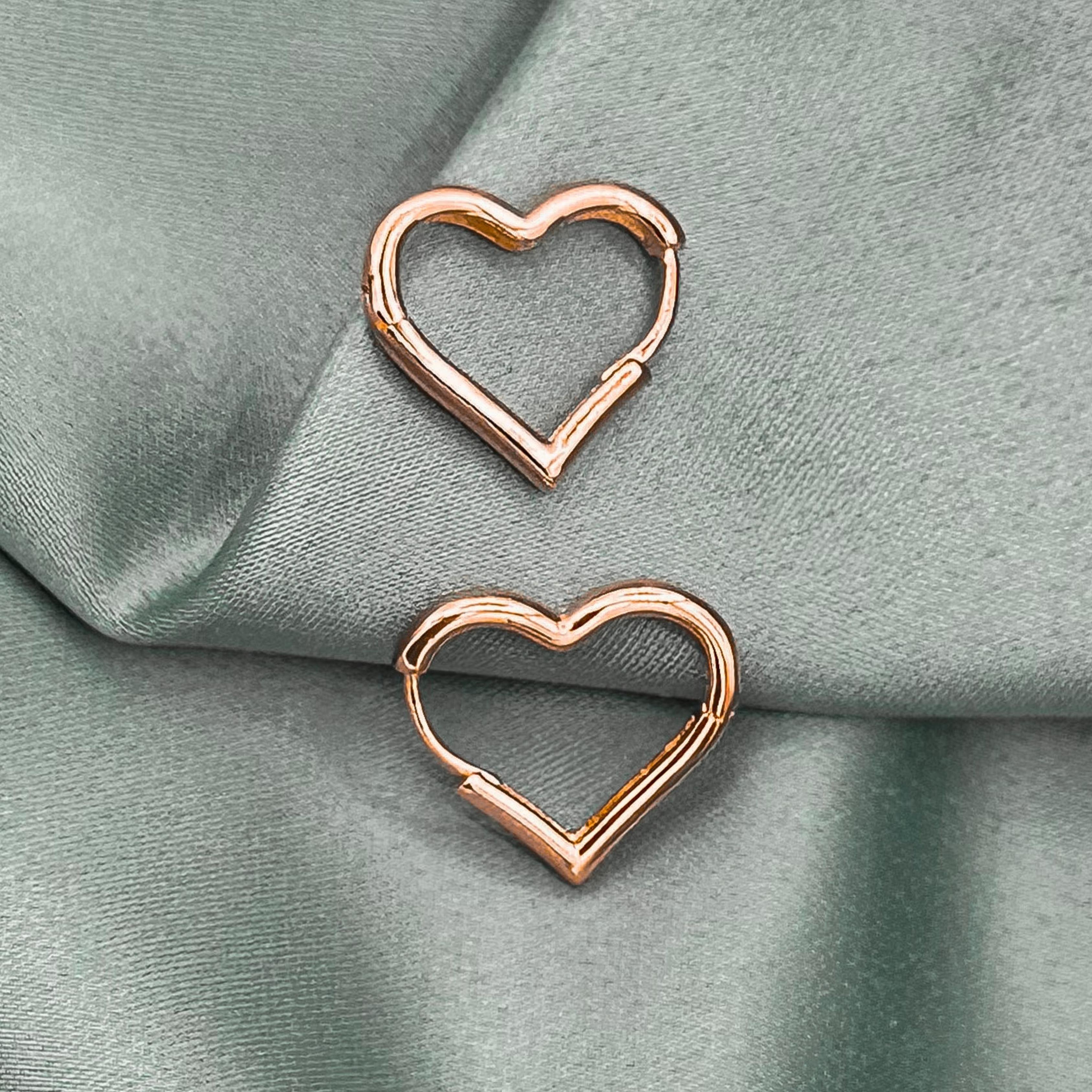 Heart Circle Earrings - Rose Gold