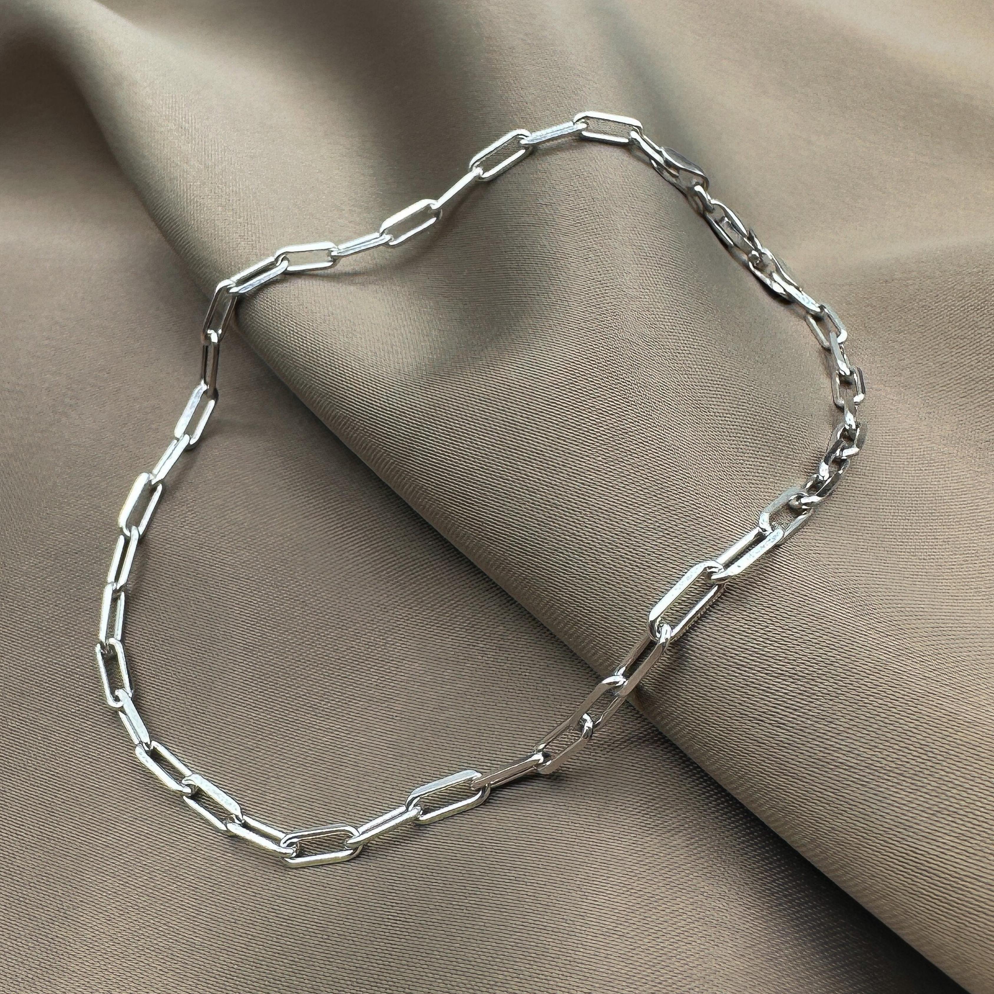 Thin Link Anklet - Rhodium