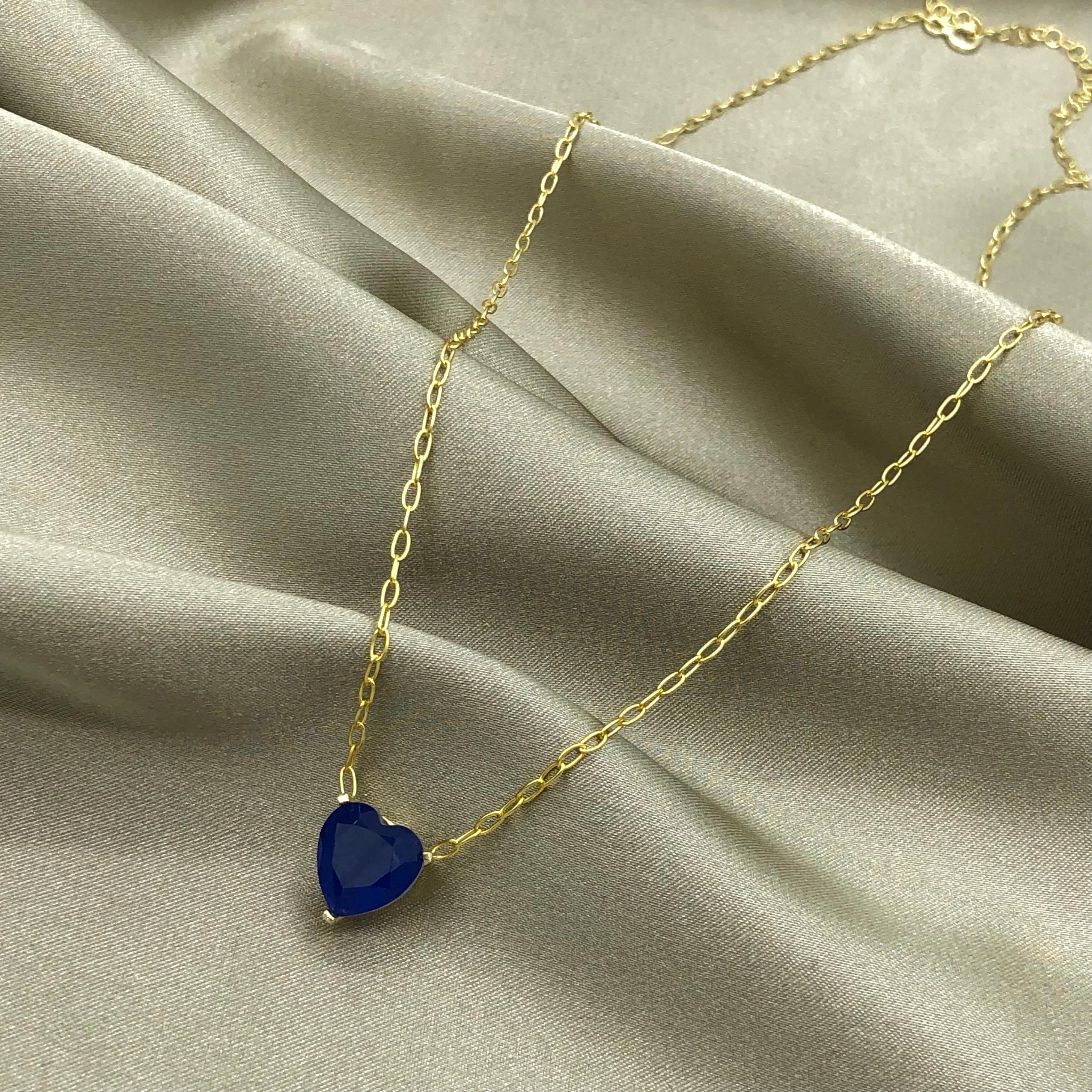 Paraiba Heart Necklace - Blue