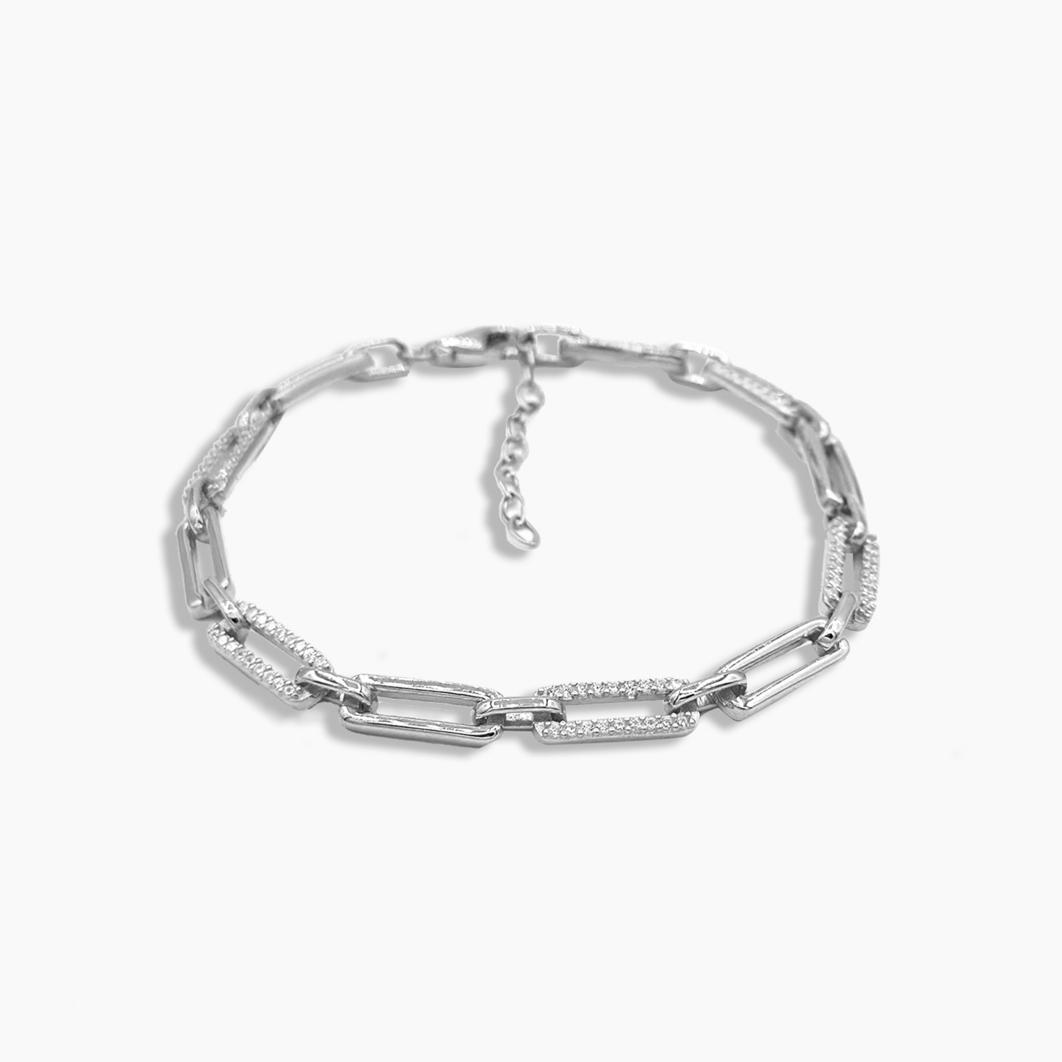 Link Zircon Bracelet - Rhodium