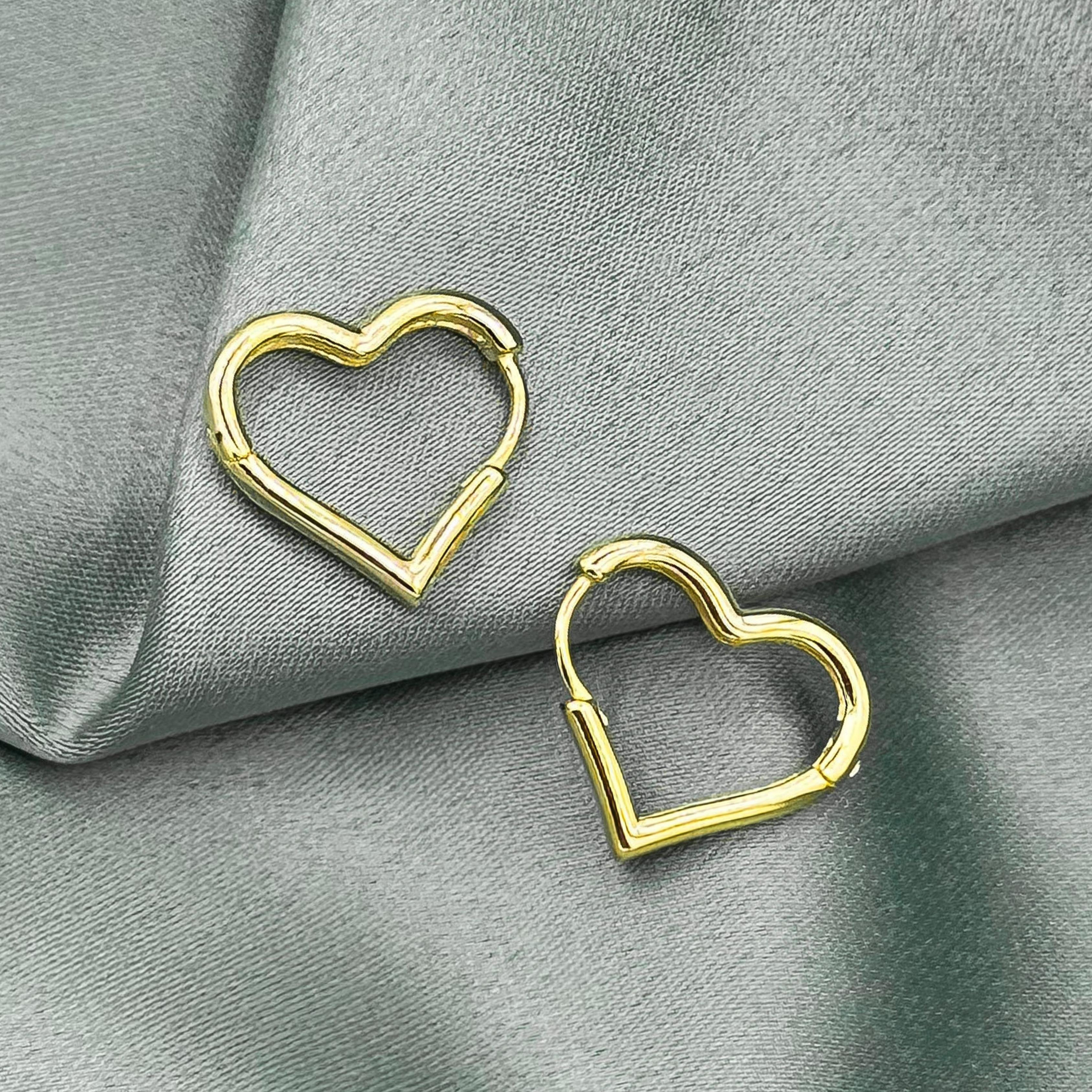 Heart Circle Earrings - Gold