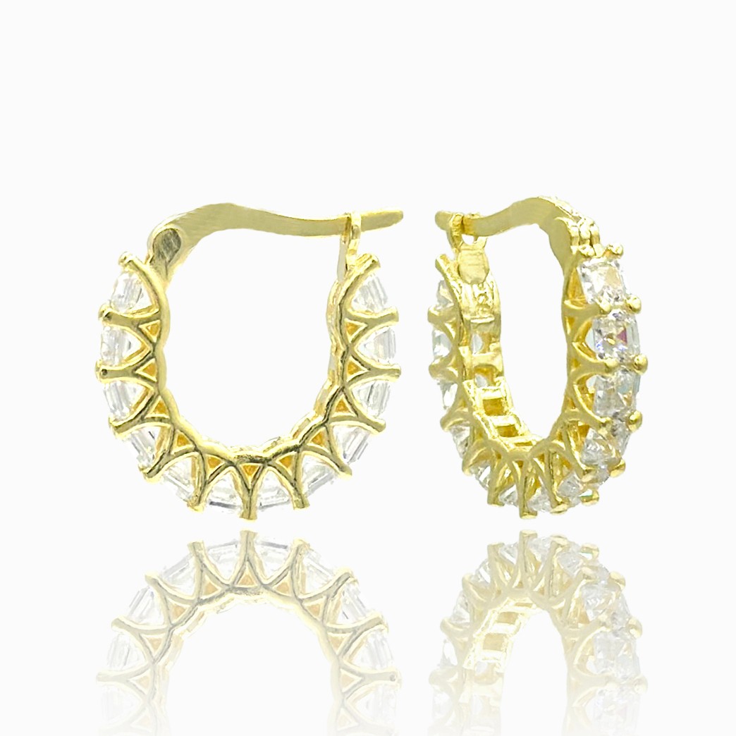 Princess Cut Hoop Earrings - Gold