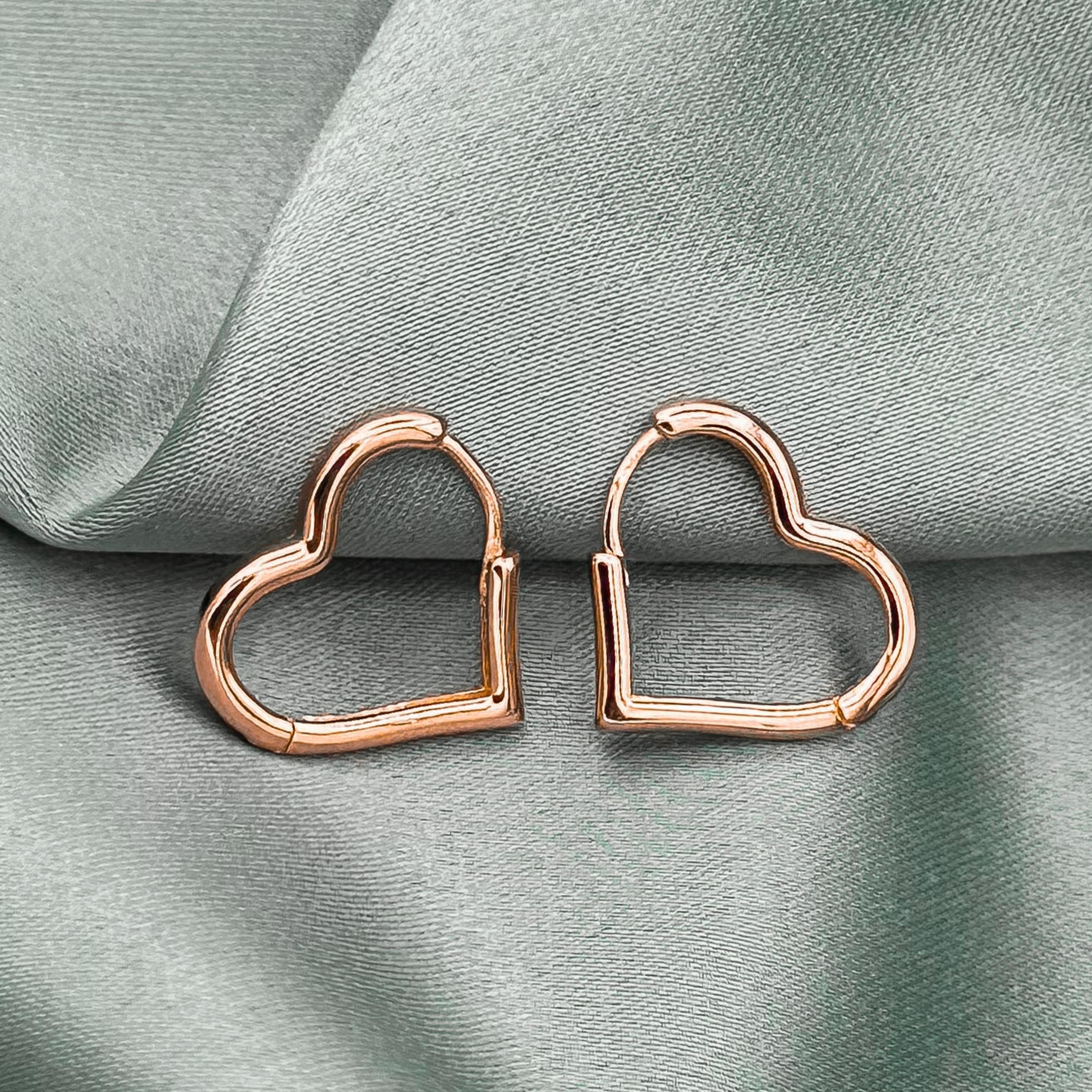 Heart Circle Earrings - Rose Gold