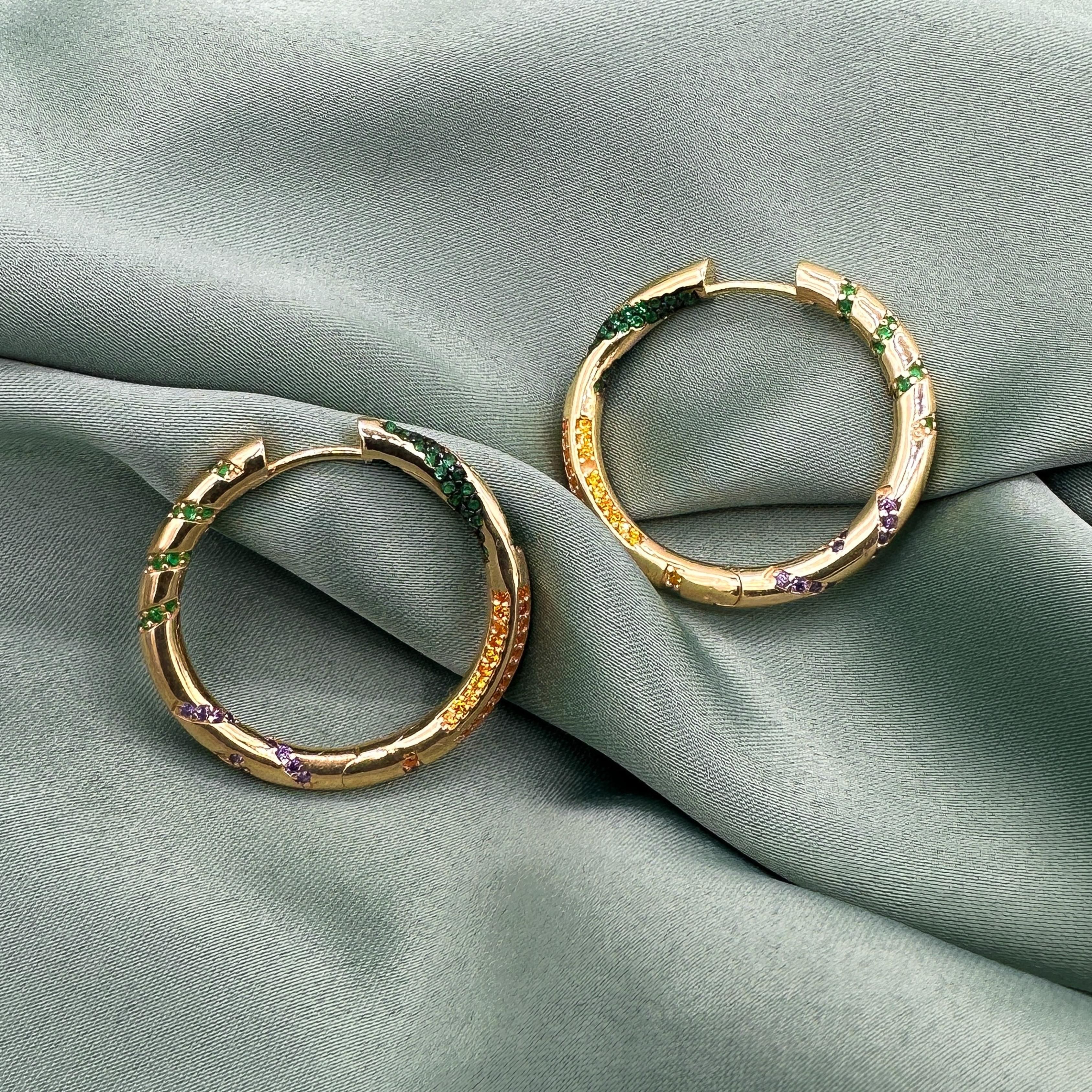 Monaco Zircon Embroidered Hoop Earrings