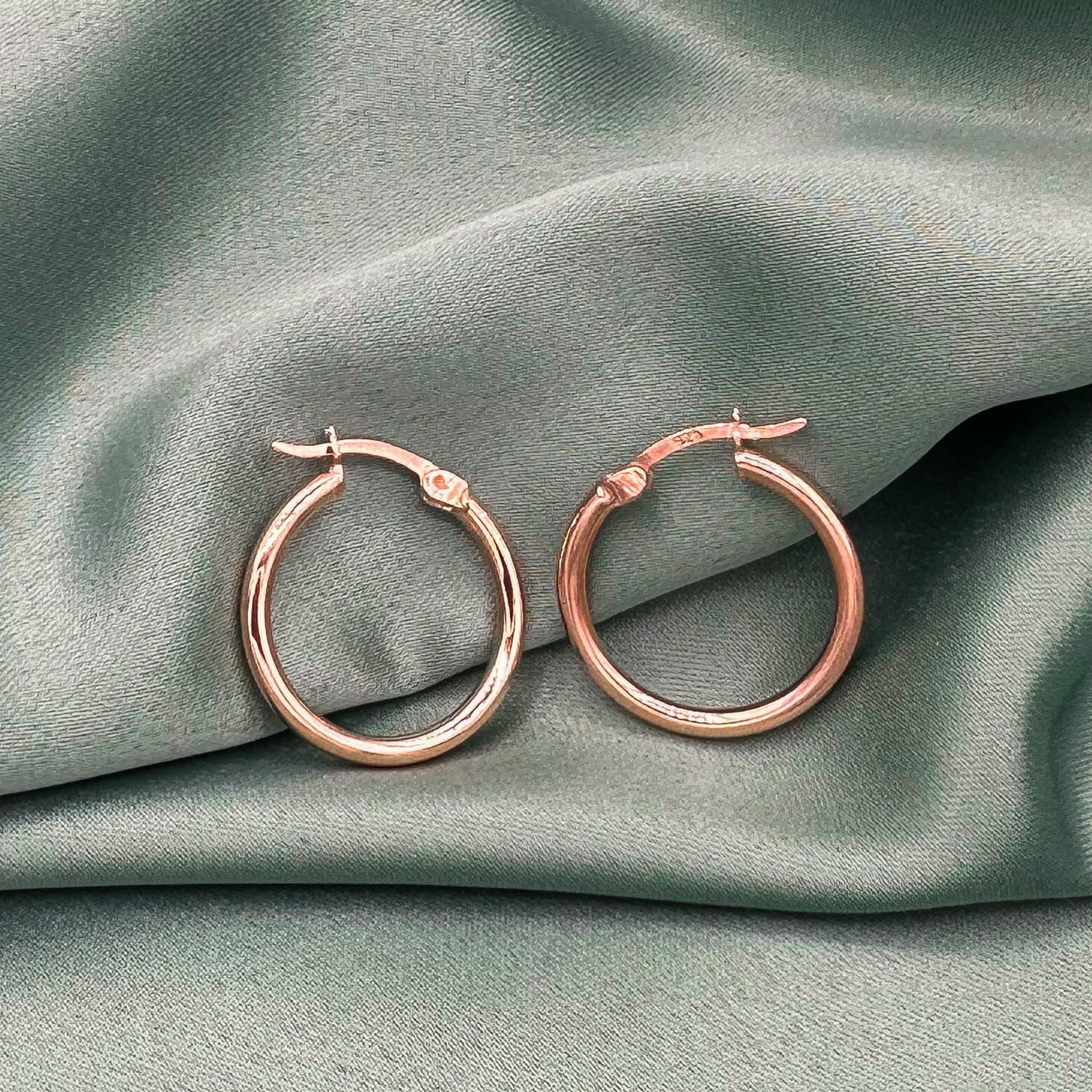 Small Size Thin Hoop Earrings - Rose Gold